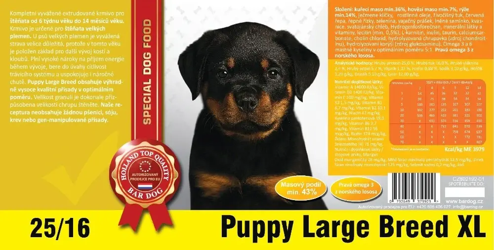 Bardog Puppy Large & Breed XL 25/16
