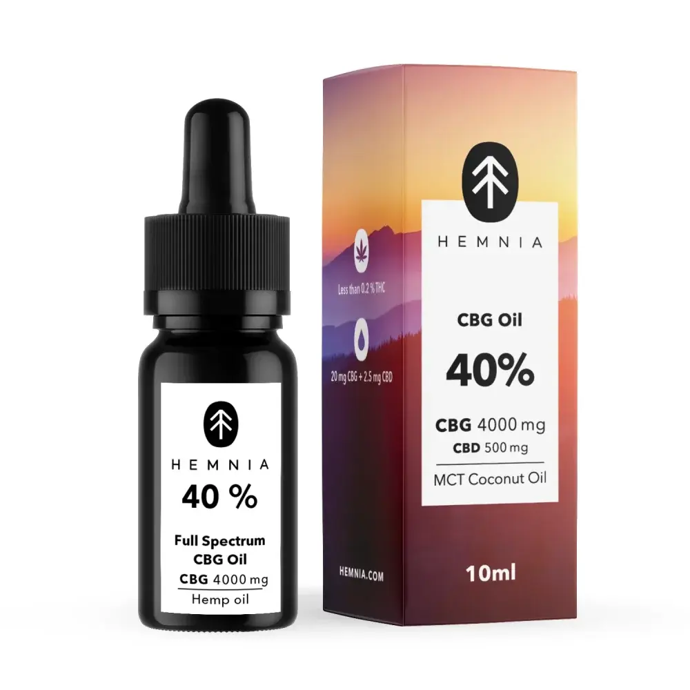 Hemnia Full spectrum Pain Relief CBG olej - 40% CBG, 5% CBD, 4000 mg, 10 ml