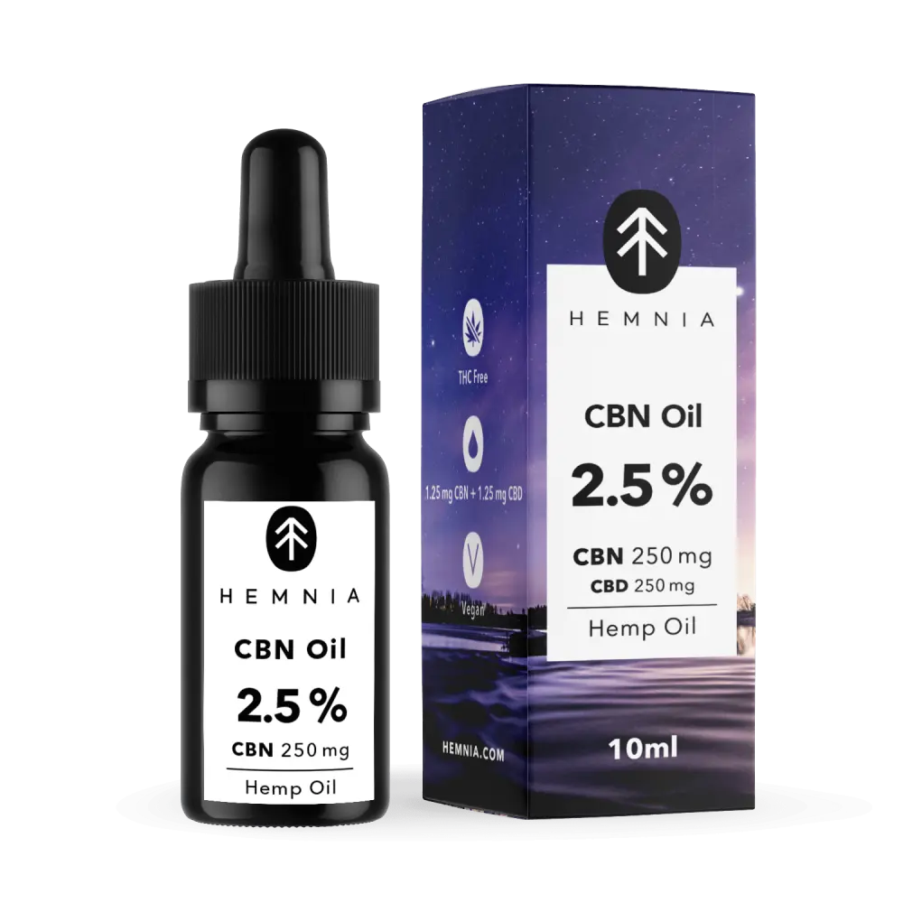 Hemnia Good Night´s Sleep Konopný olej 2,5%, 250 mg CBN, 250 mg CBD, 10 ml