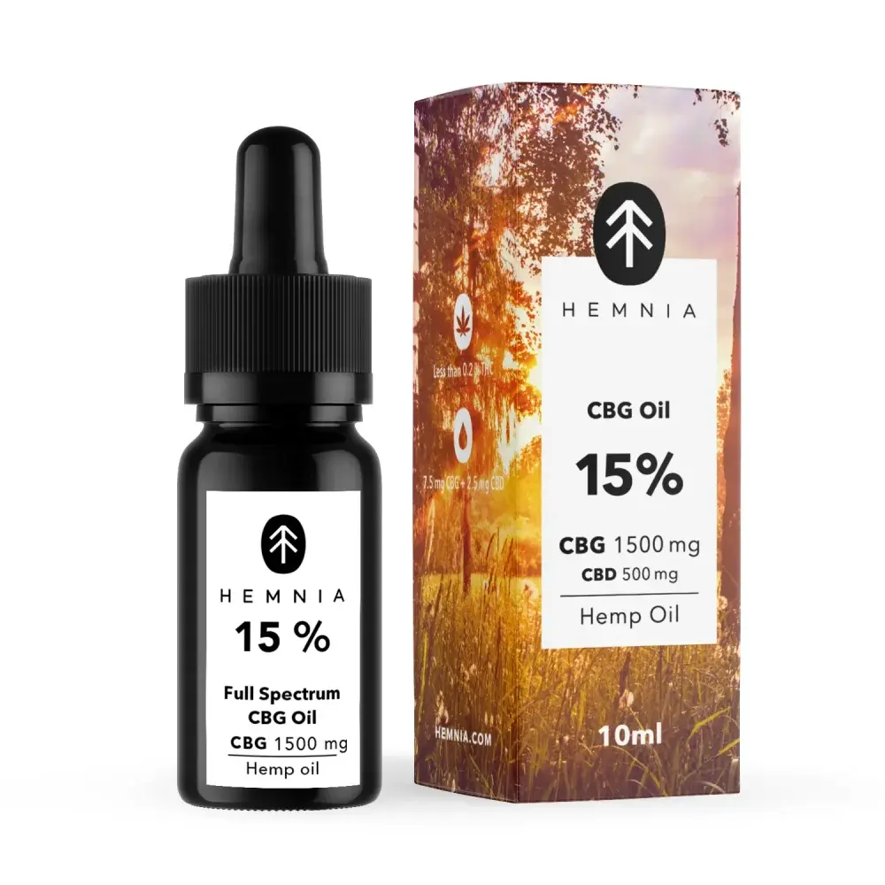Hemnia Full spectrum Pain Relief CBG olej - 15 % CBG, 5 % CBD, 1500 mg, 10 ml
