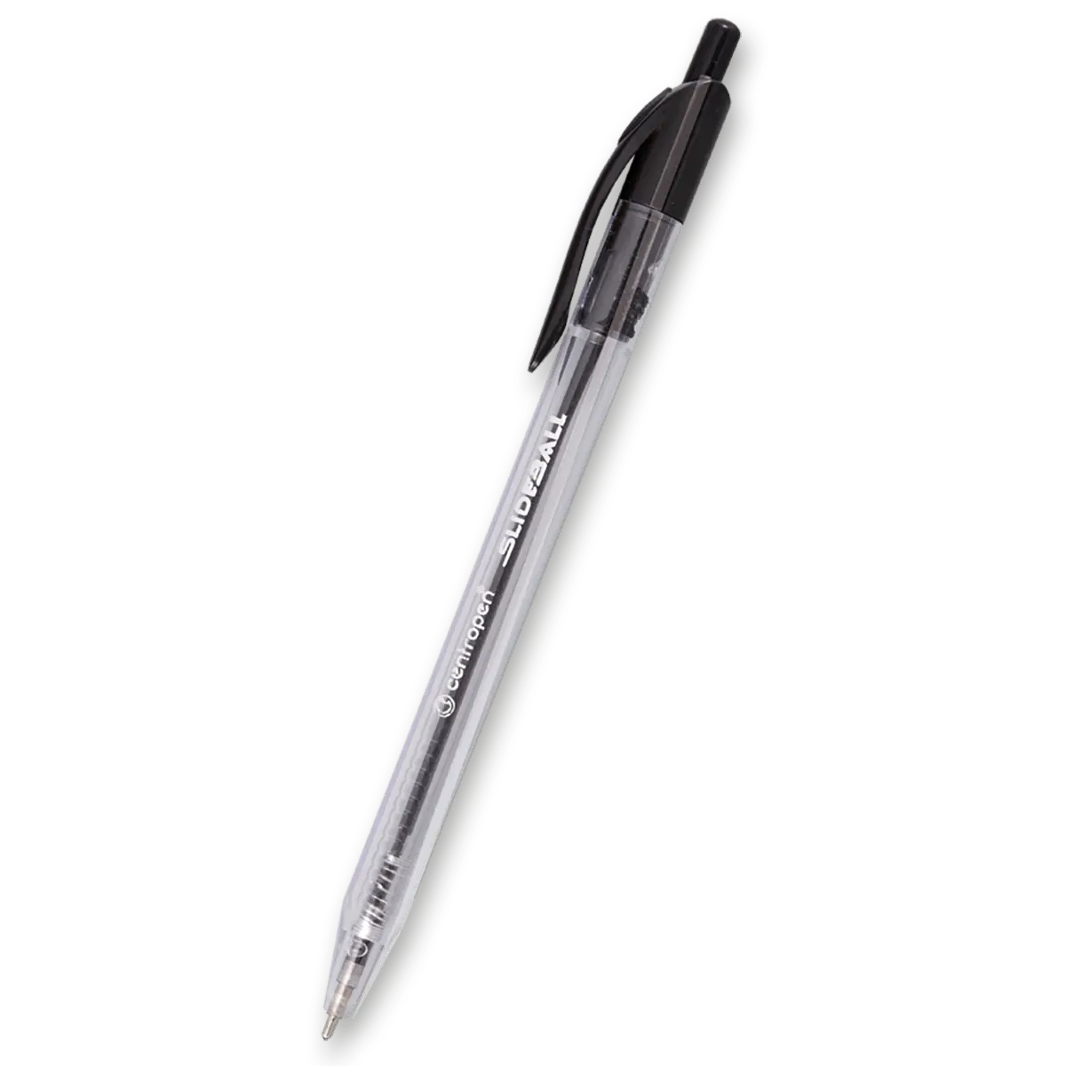 Kuličkové pero Centropen Slide ball 2225 plast 0,3mm černé tělo čiré
