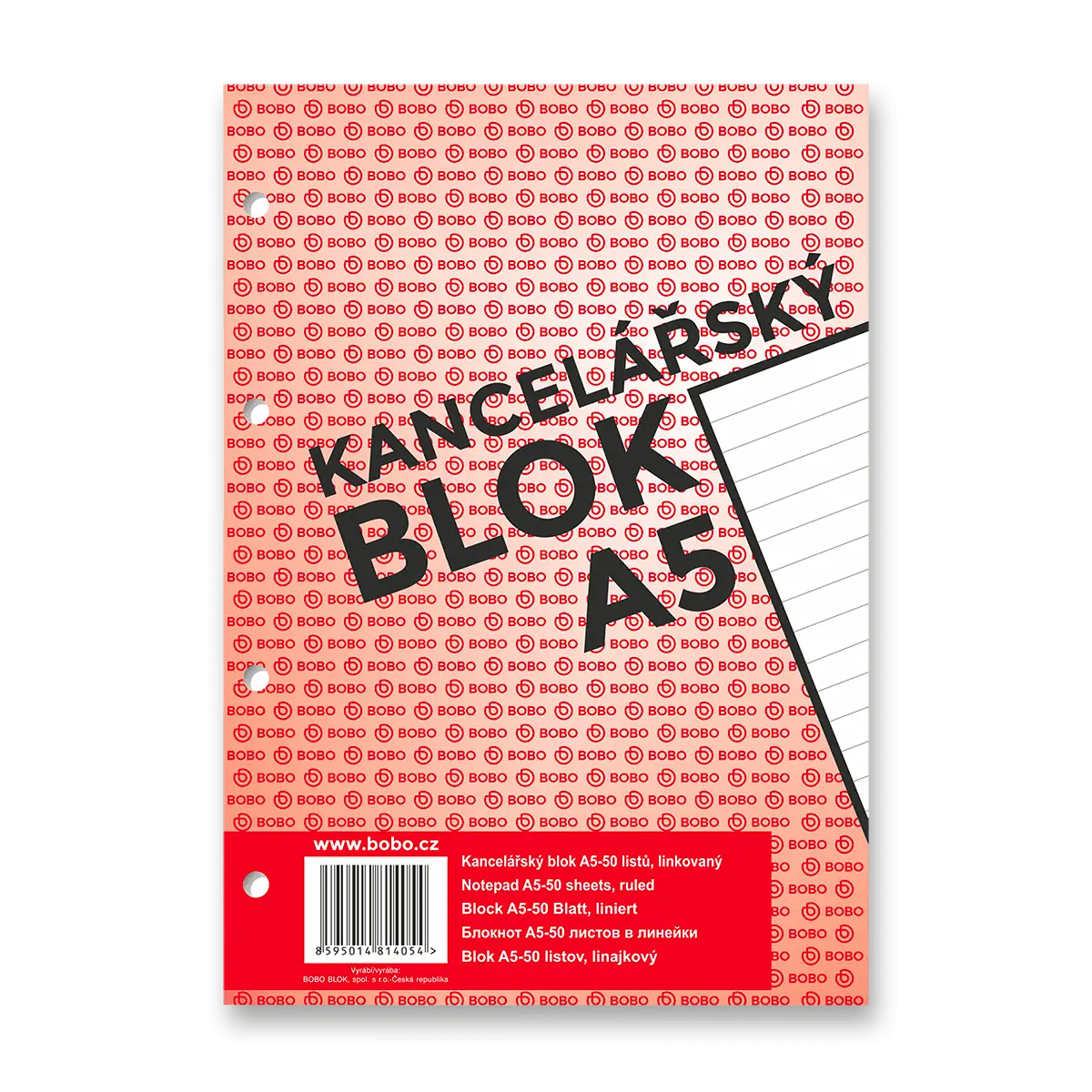 Kancelářský blok A5, linka, 50 listů