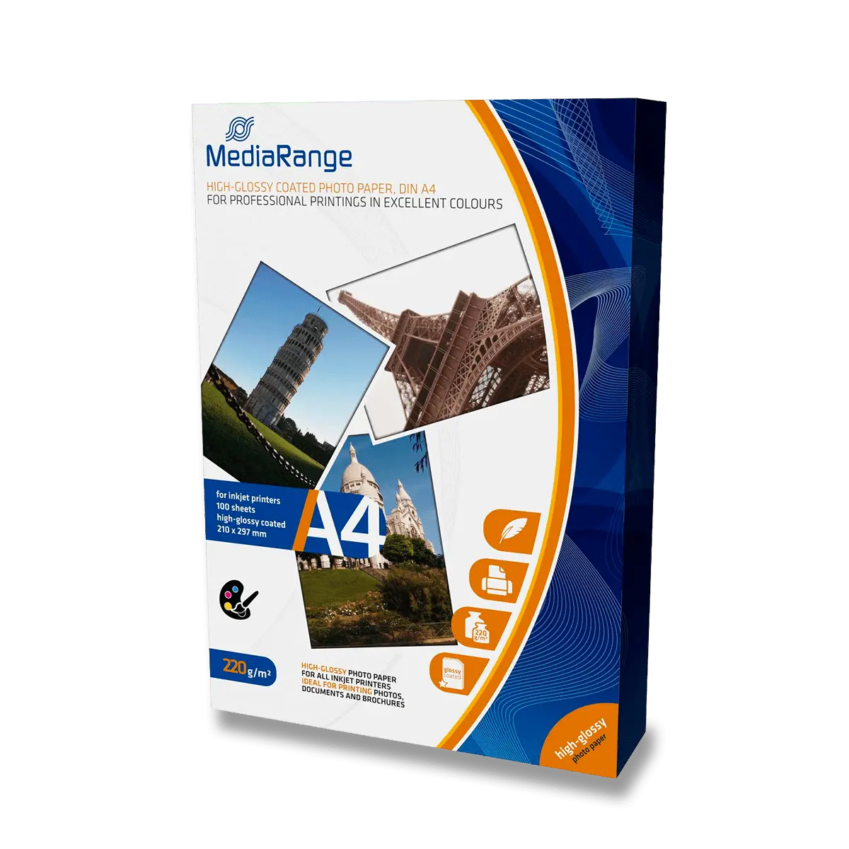 MediaRange - fotografický papír - lesklý, A4, 220 g, 100 listů