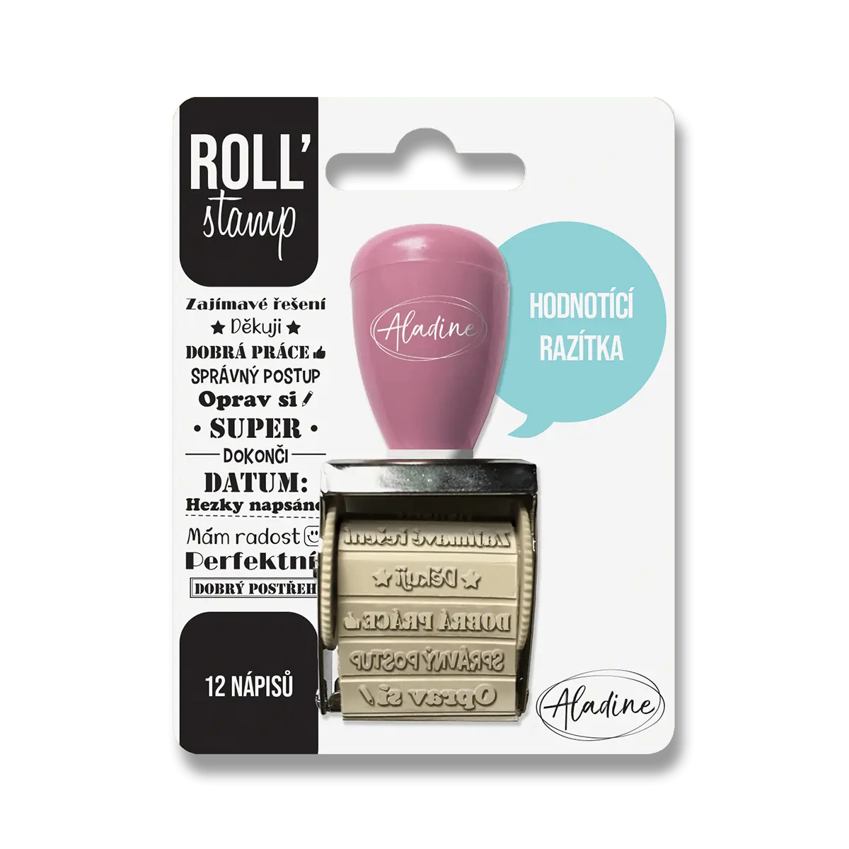 Aladine Otočné razítko s nápisy Aladine Roll' Stamp - Hodnoticí razítka