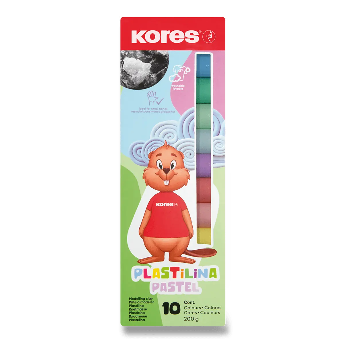Kores Pastel - modelína - 10 barev, v krabičce 200 g