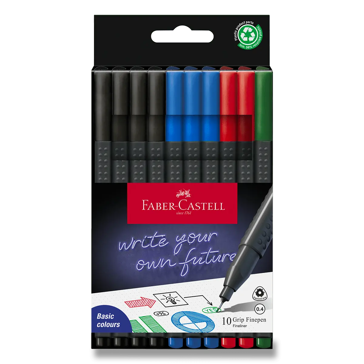 Popisovače Grip Finepen 0,4 mm 10 farebné Office