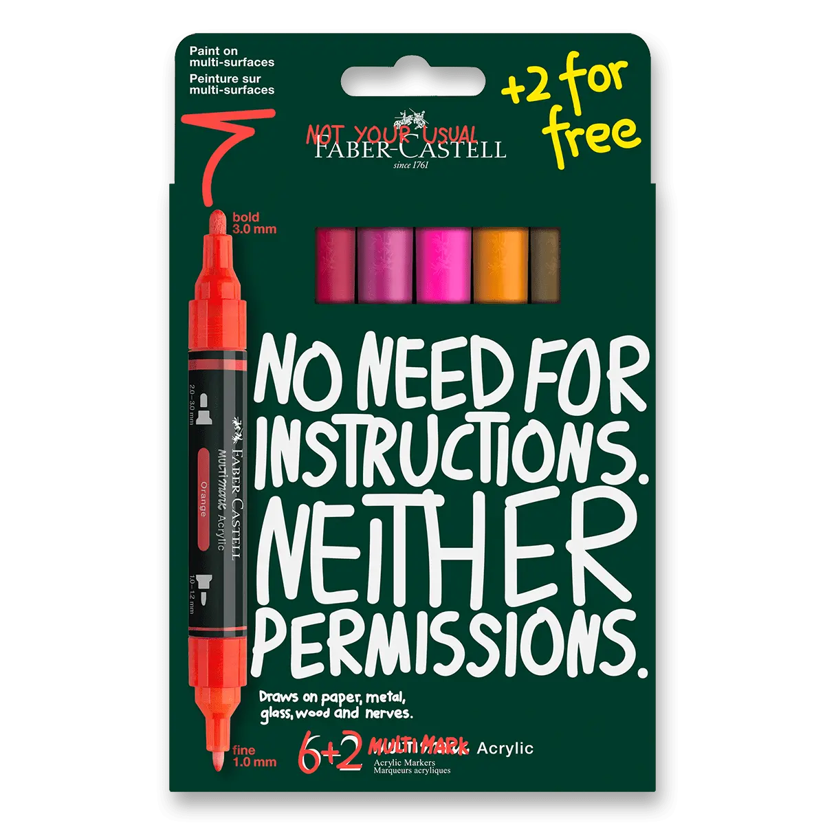 Faber-Castell Multimark Flame - akrylový popisovač - sada 6+2 barev