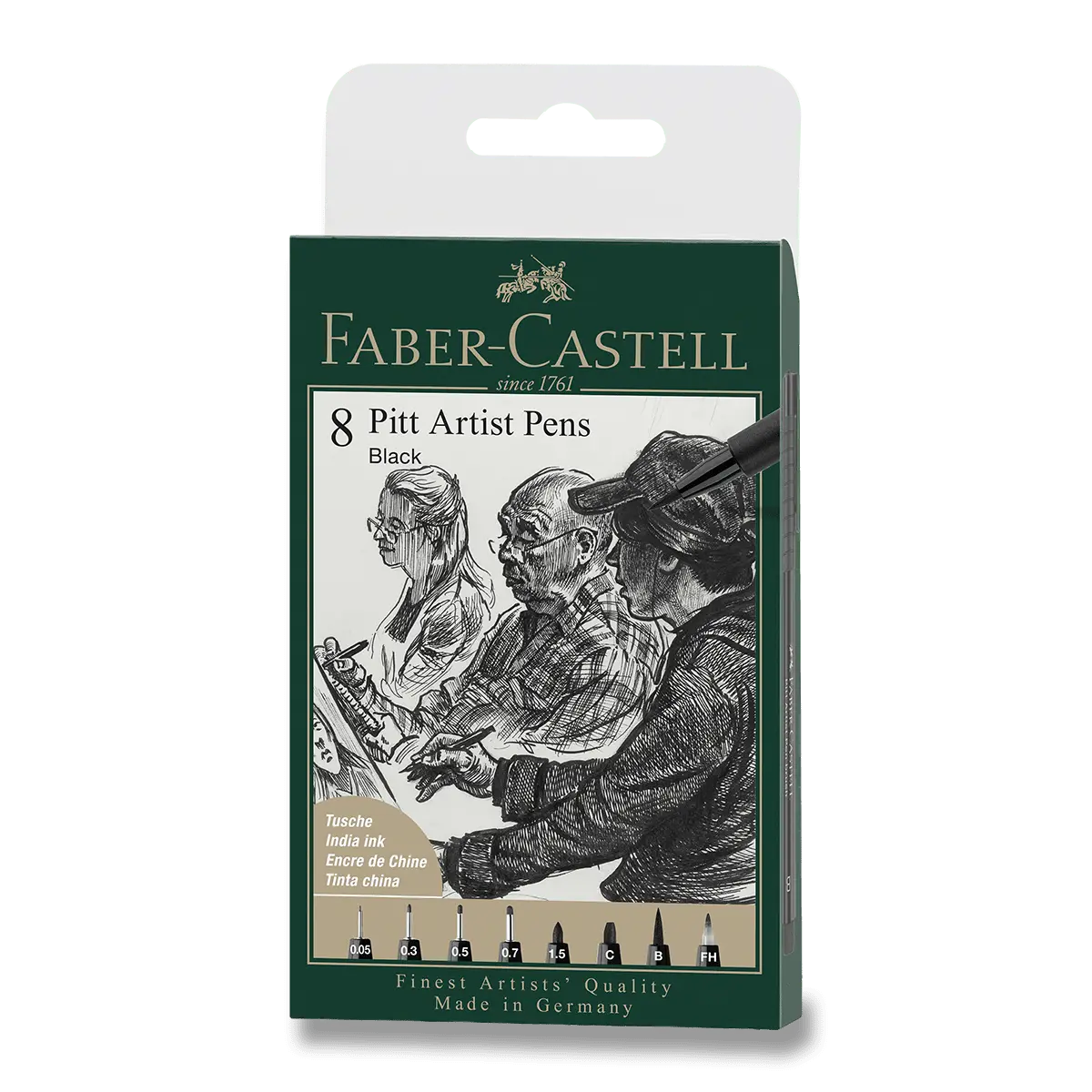 Faber-Castell Pitt Artist Pen - popisovač - sada 8 ks, různé hroty, černý