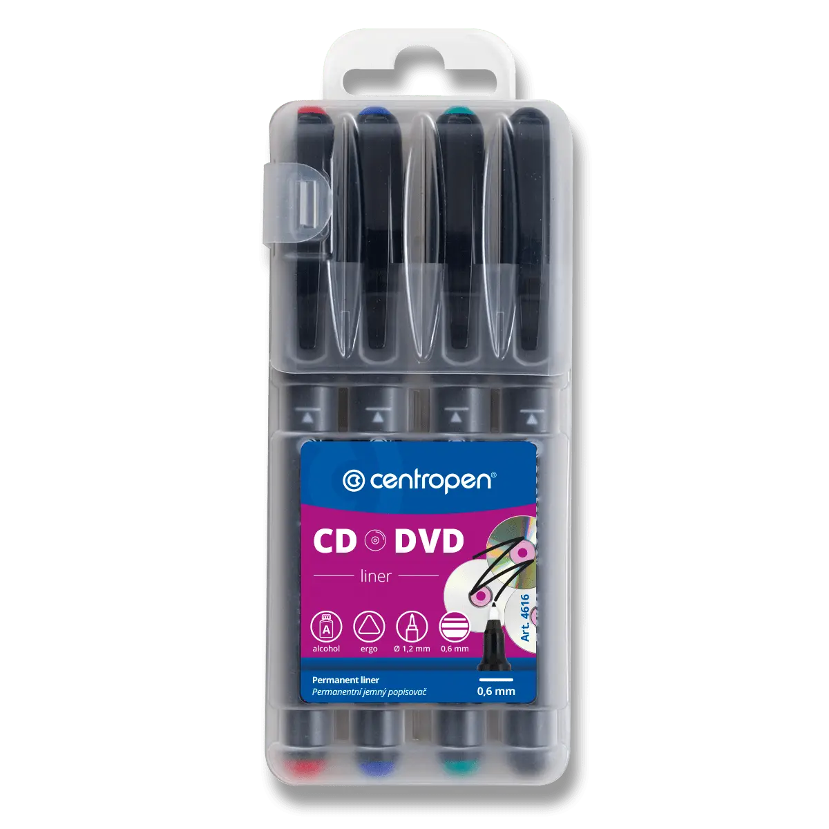 Centropen 4616 M -popisovačů na CD/DVD/BD - sada 4 barev