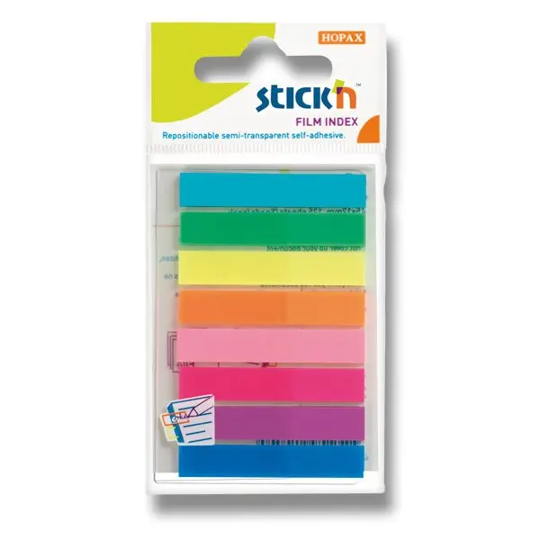Stick´n Clearnote - samolepicí proužky - 45 x 8 mm, 8 barev