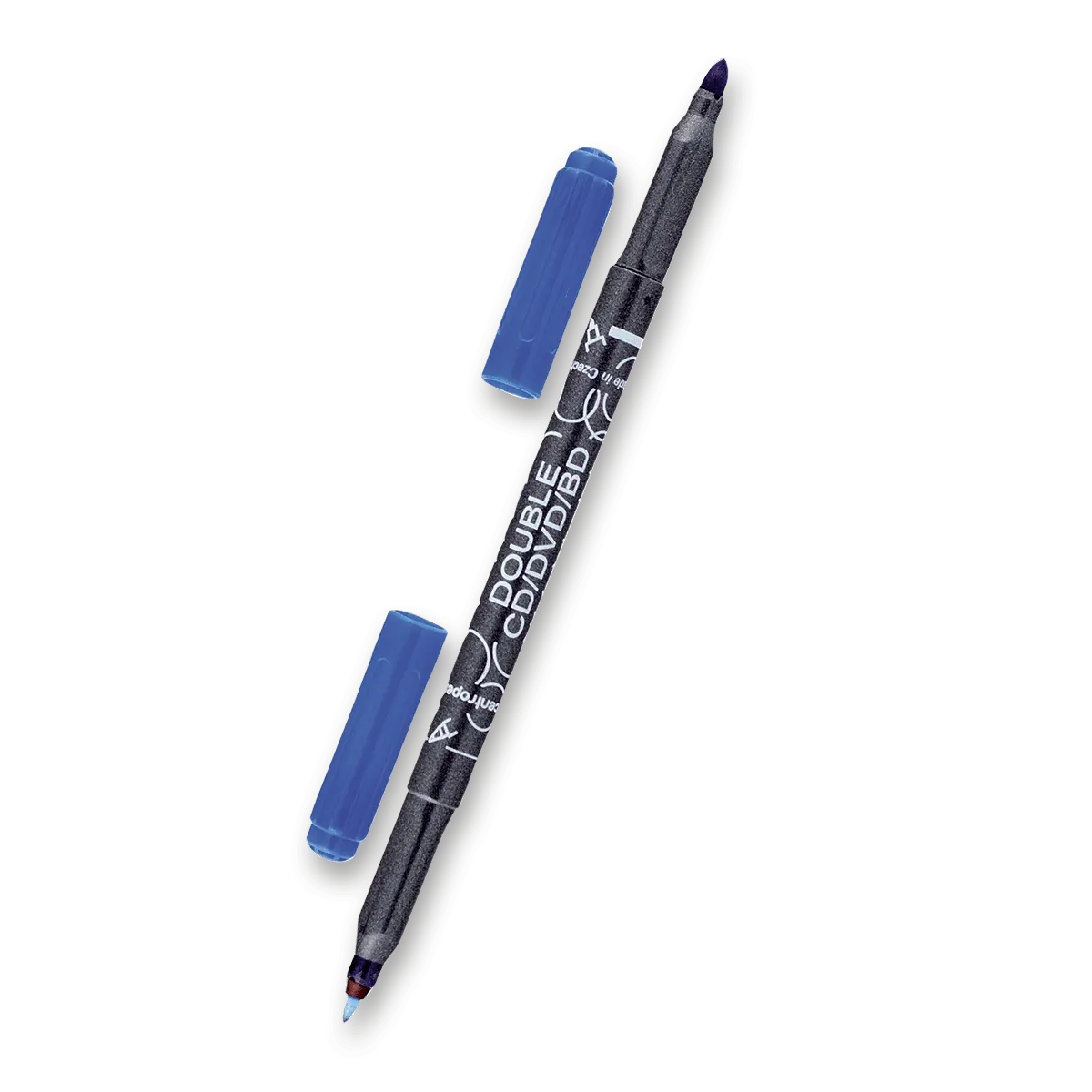 Popisovač Centropen oboustr. 3616 CD/DVD/BD modrý válcový hrot 0,6 a 2,5mm