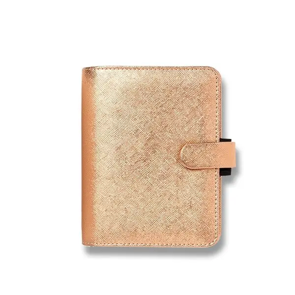 Kapesní diář Filofax Saffiano Metallic A7 růžově zlatý