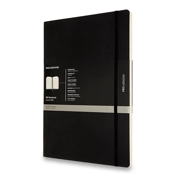 Zápisník Moleskine Professional - měkké desky A4, linkovaný, černý