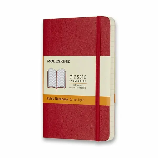 Zápisník Moleskine - měkké desky S, linkovaný, červený