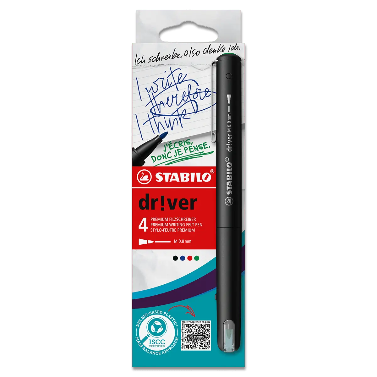 STABILO dr!ver Medium - liner na psaní - sada 4 barev