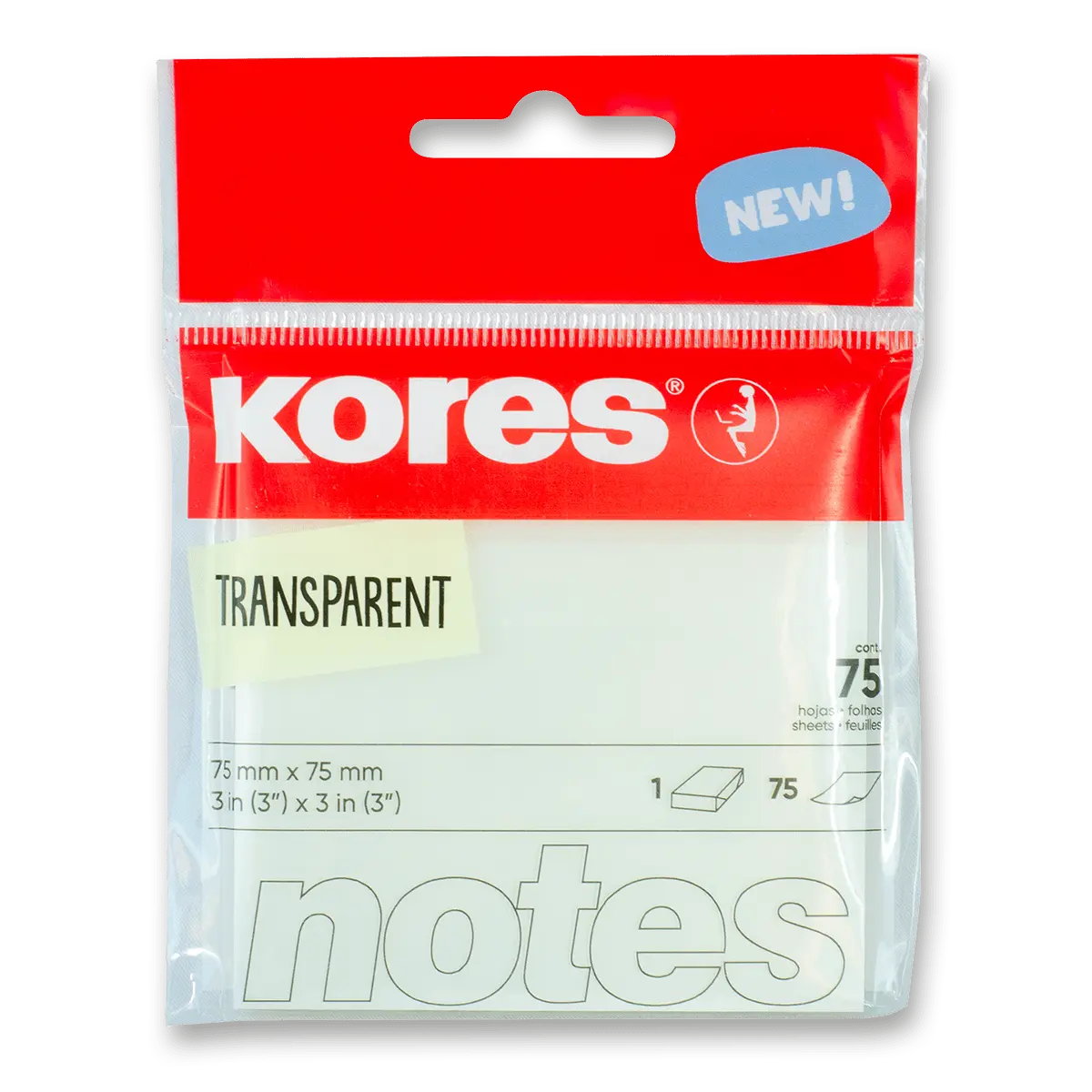 Kores Transparentní samolepicí bloček 75x75 mm