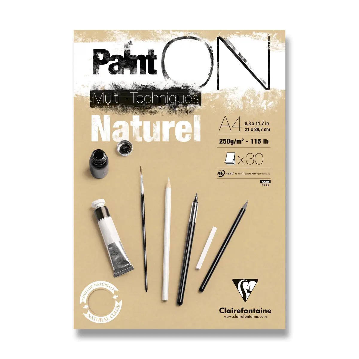 Clairefontaine Paint'ON Natural - blok - A4, 30 listů, 250 g