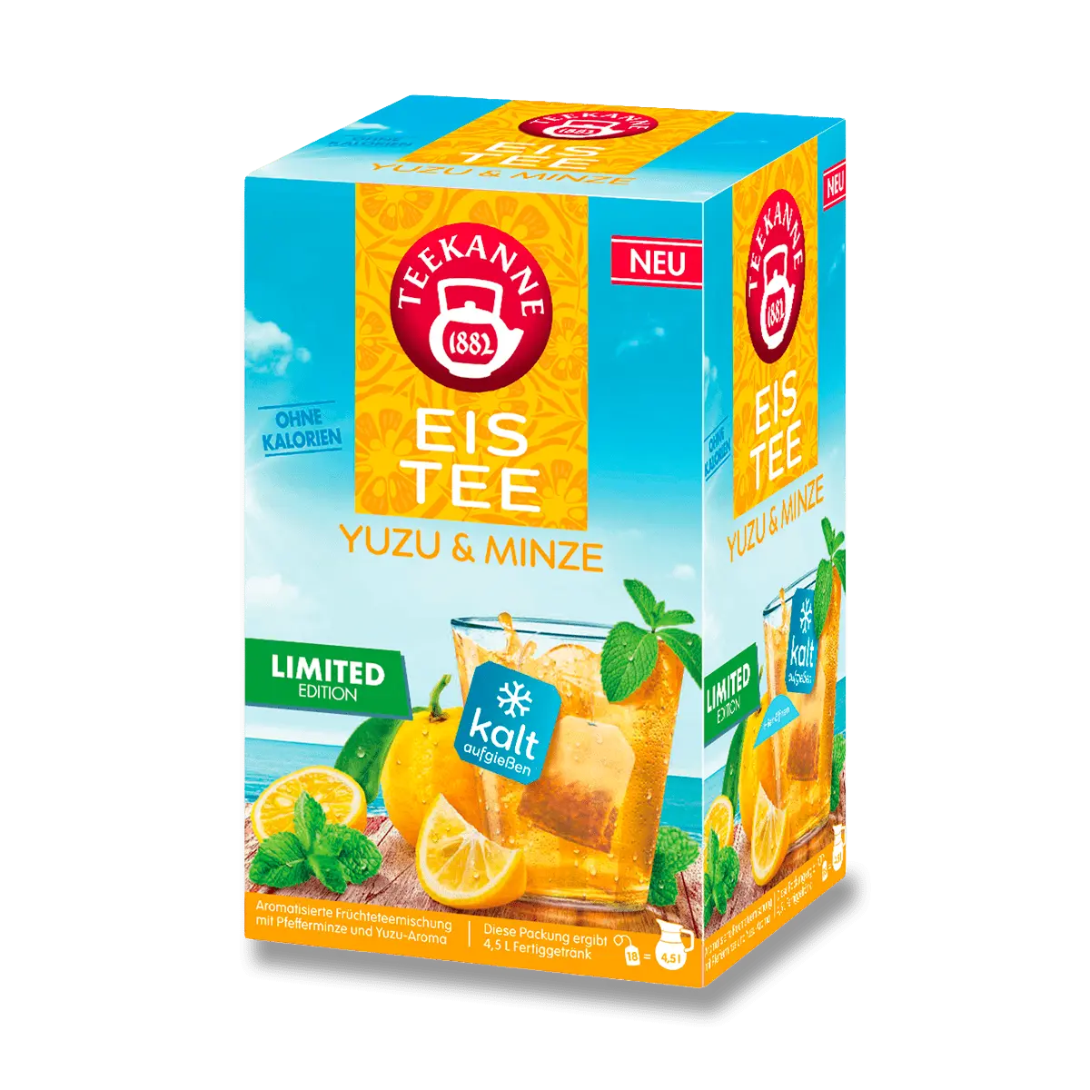 Teekanne Eistee - ovocný ledový čaj - yuzu a máta, 18 ks