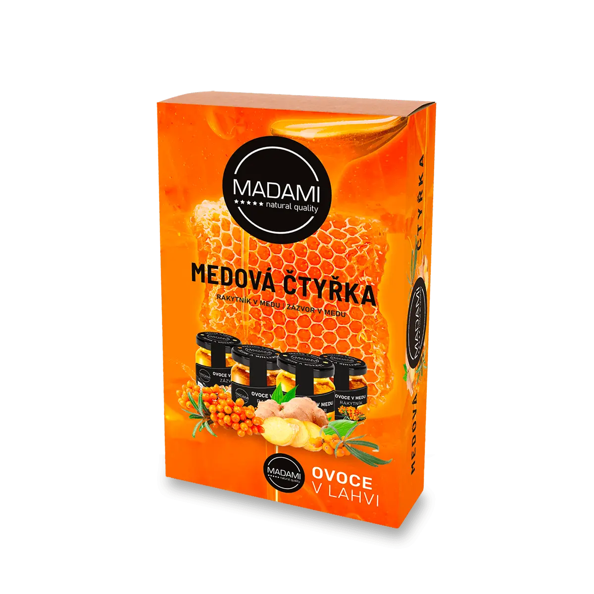 Madami Medová čtyřka - dárková sada ochucených medů - 4 ks