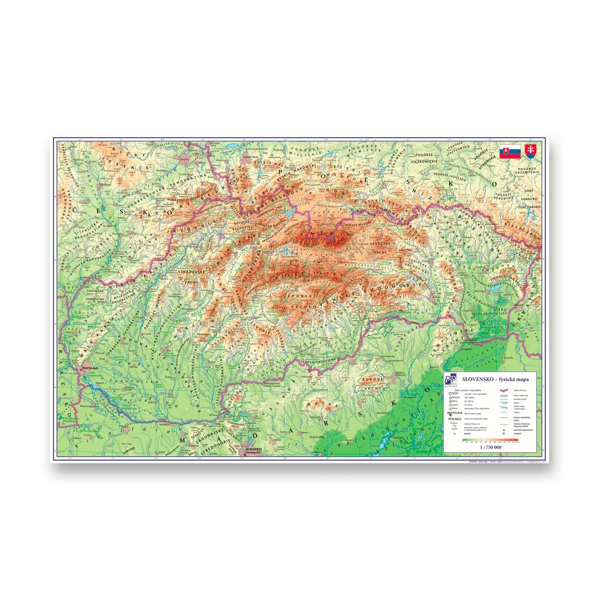 Mapa Slovenské republiky - podložka na stůl - 60 x 40 cm
