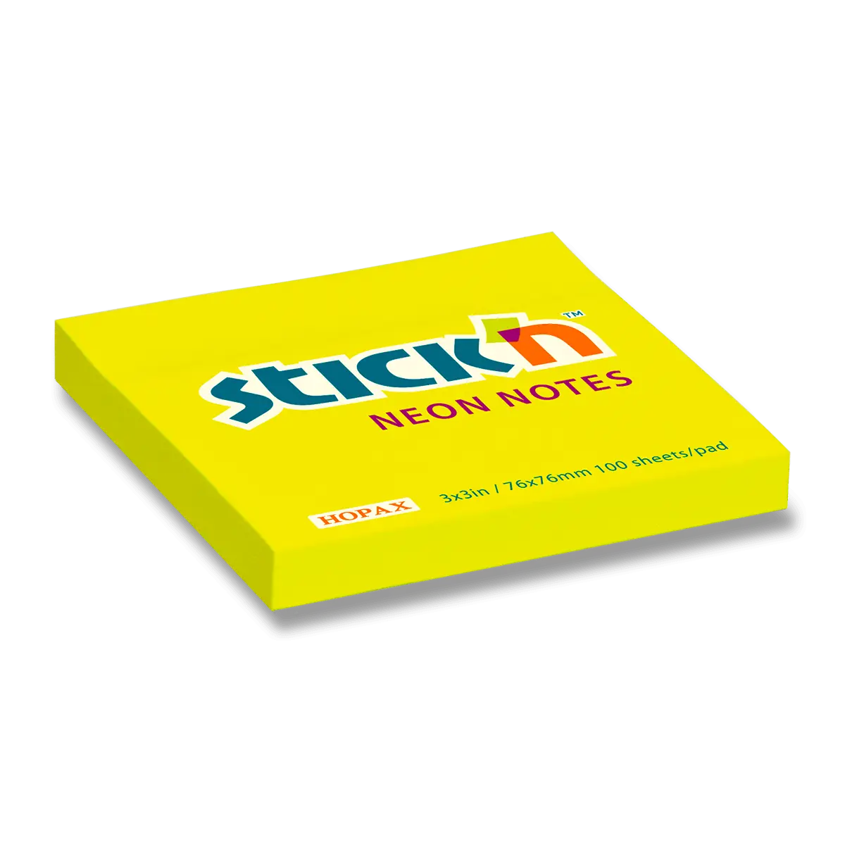 Hopax Stick'n Neon Notes - samolepicí bloček - žlutý