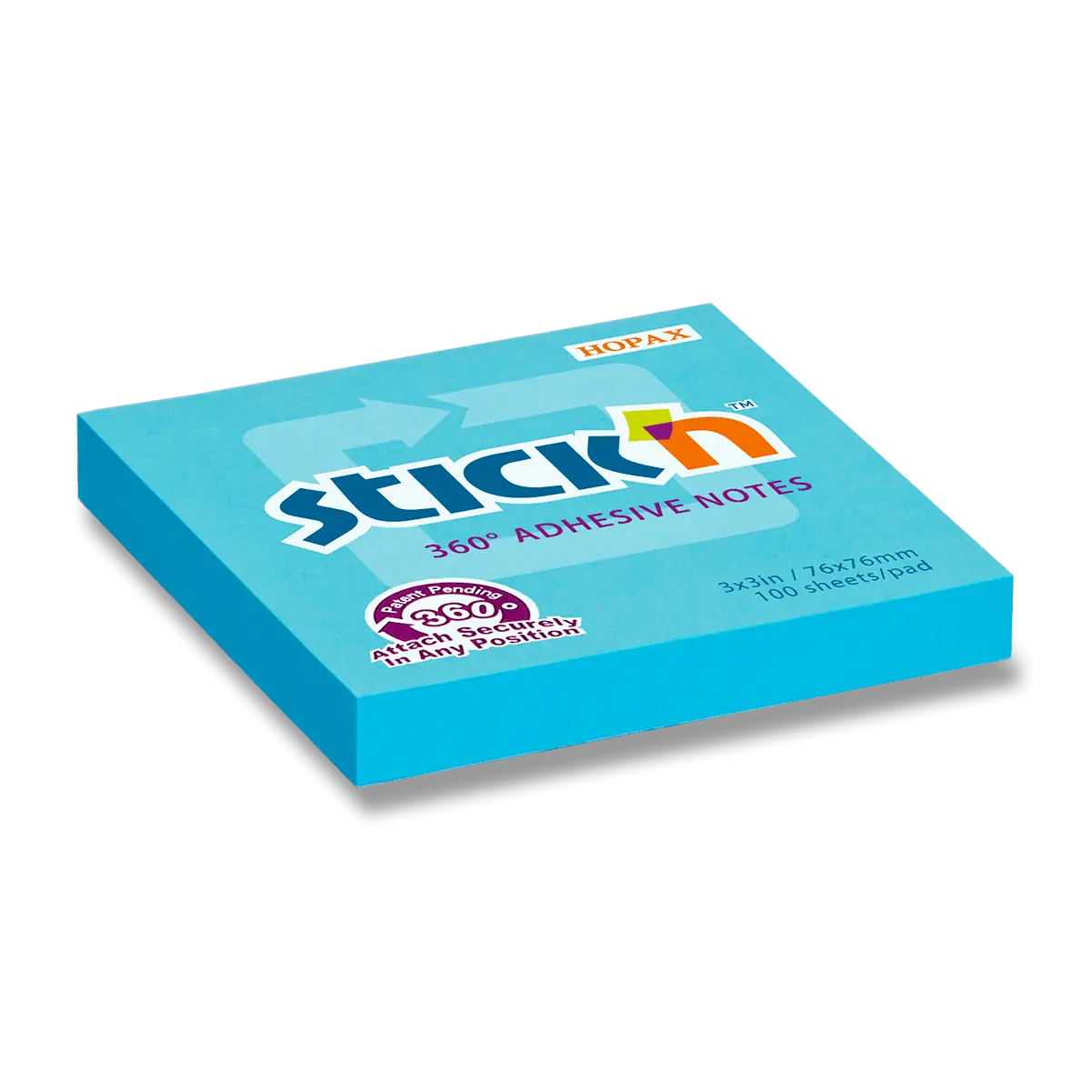 Hopax Stick'n Notes 360° - samolepicí bloček - 76 × 76 mm, 100 l., modrý