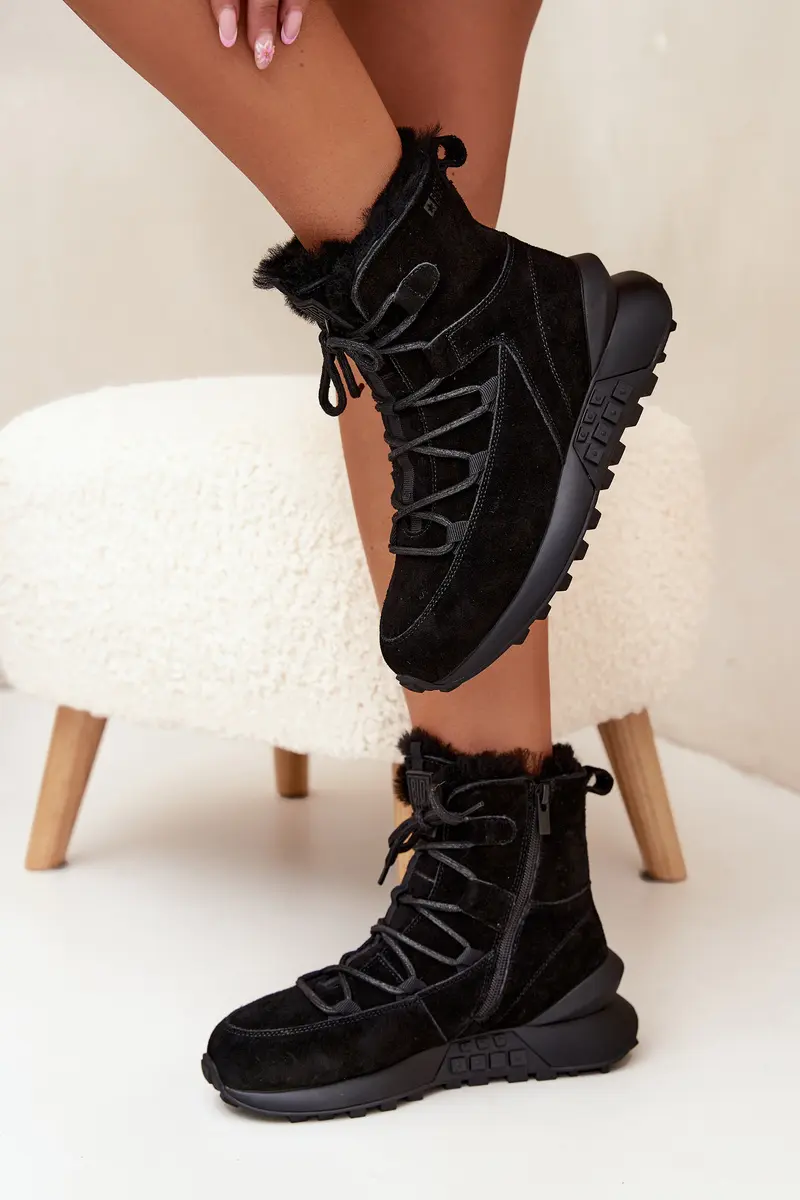 BIG STAR SHOES Semišové Zimní Boty Pro Ženy S Kožíškem Big Star