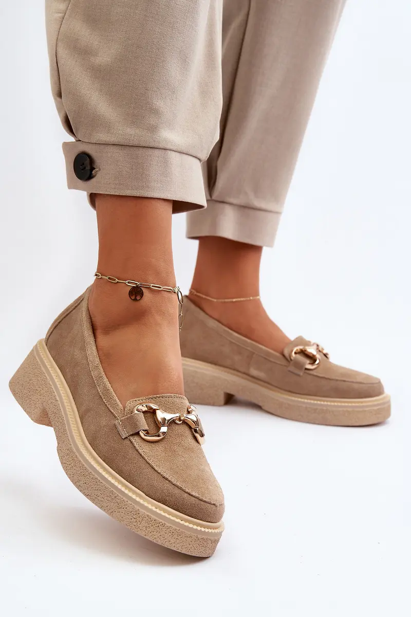 Zazoo 3429 Semišové Dámské Mokasíny S Ozdobou Beige