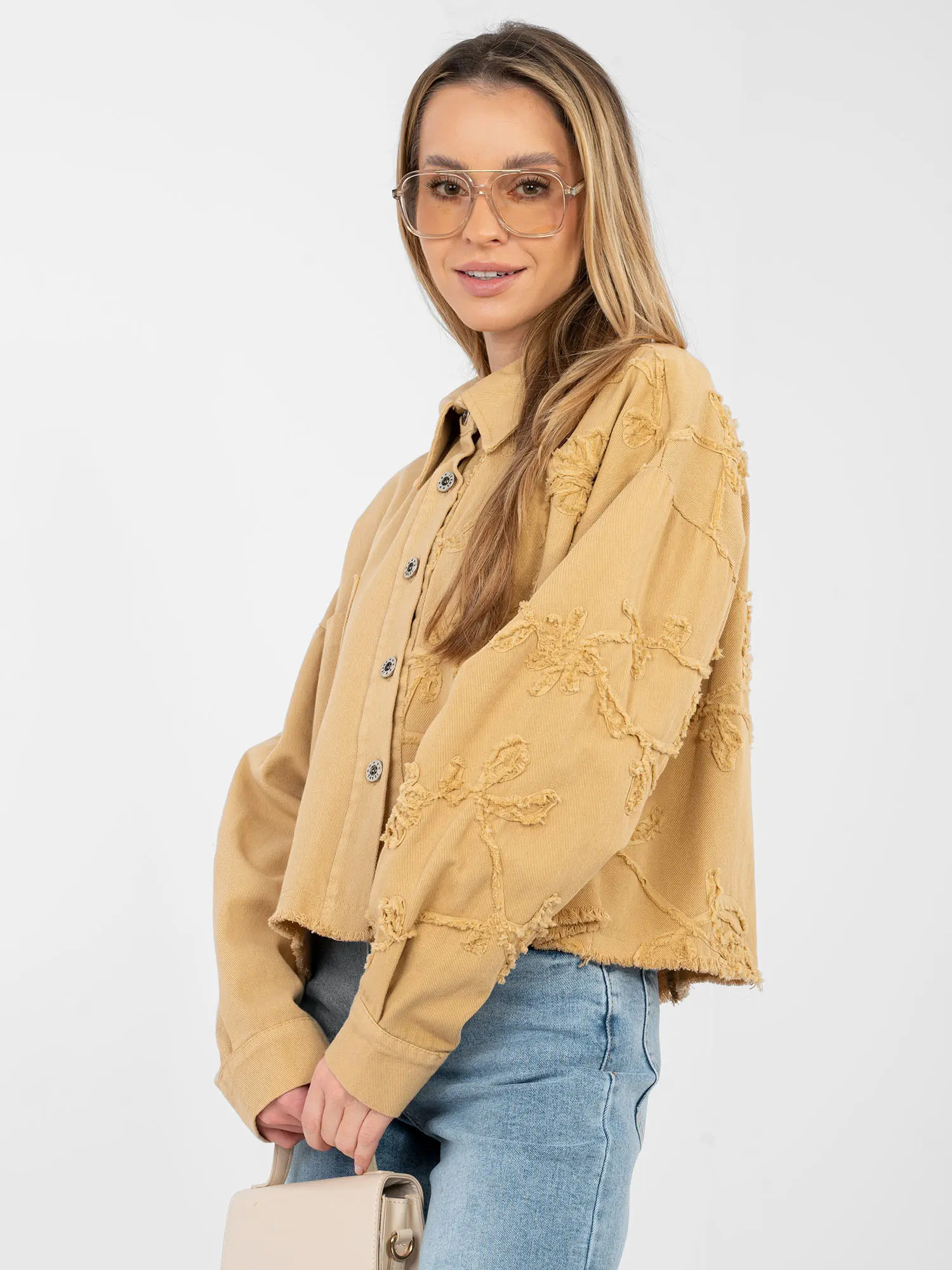 Dámská camel bunda s texturou
