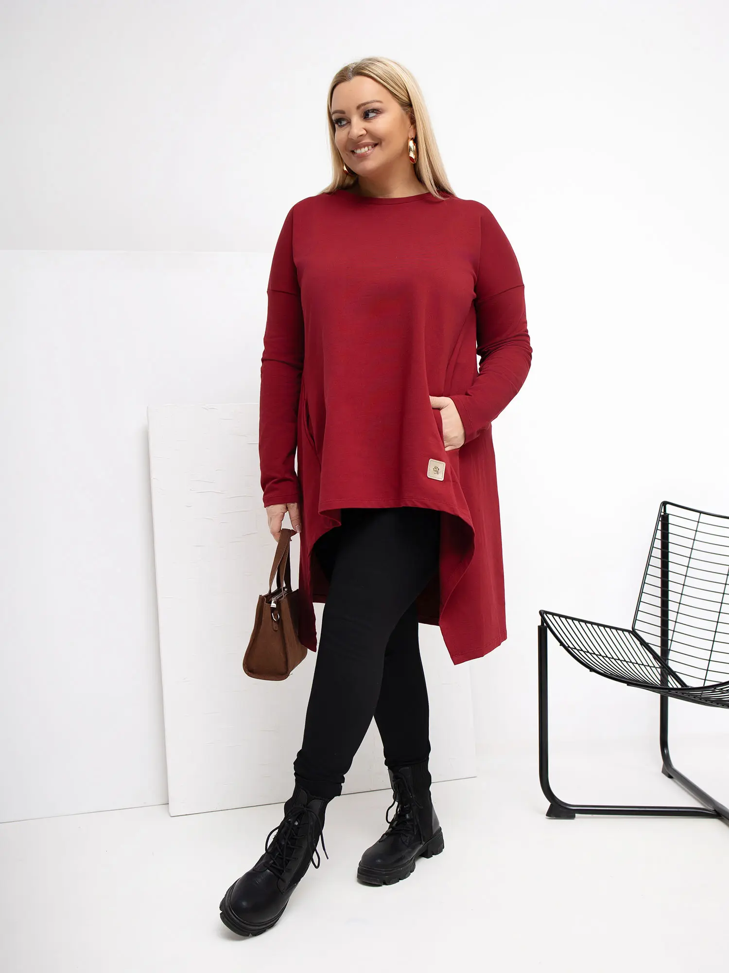 Bordová tunika plus size