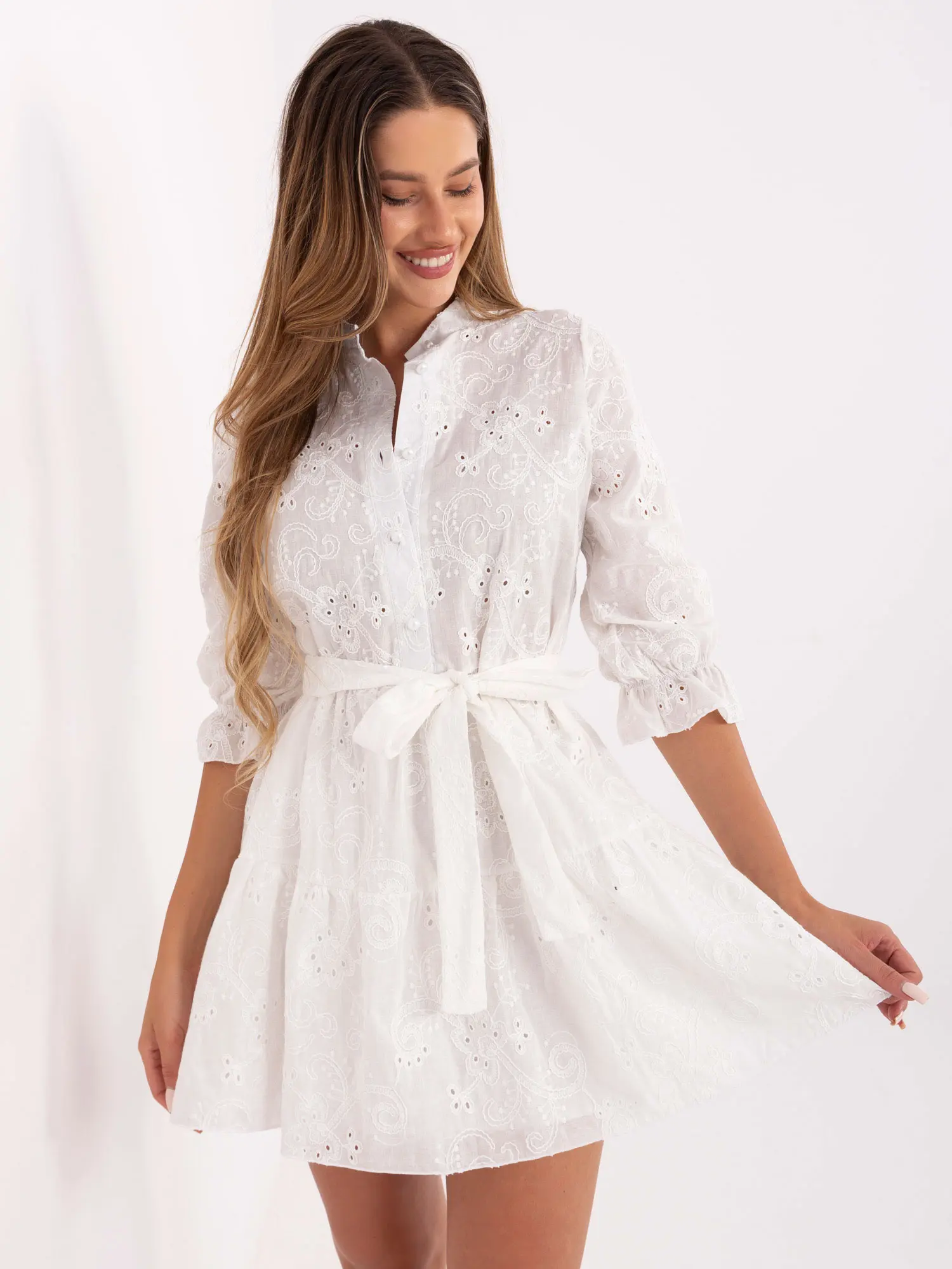 Dámské šaty LK-SK-510085-1.65 LAKERTA Barva: Bílá, Velikost: L/XL