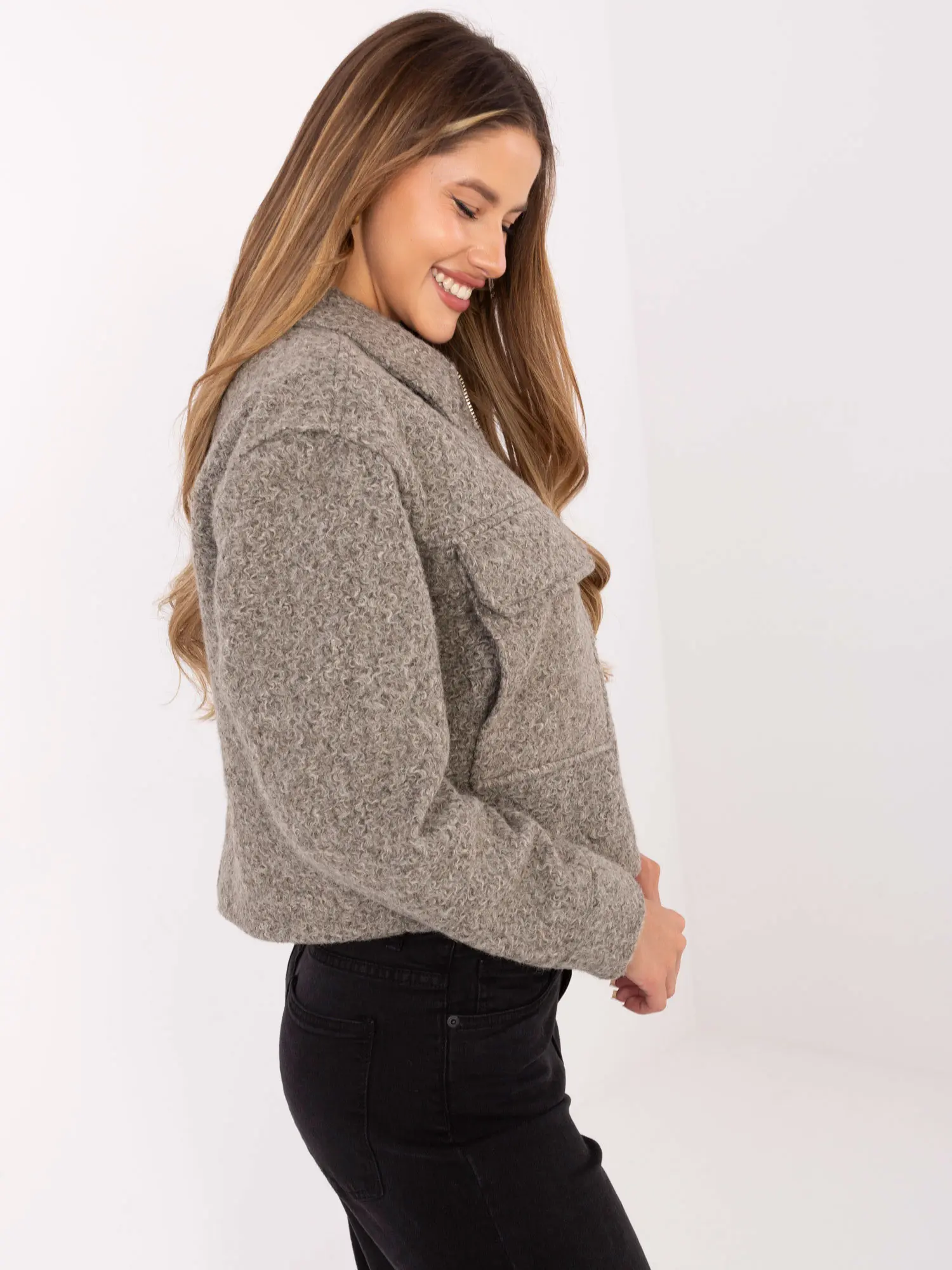 Dámská bunda D46015XB43434A2 Sublevel Barva: Šedá, Velikost: XS