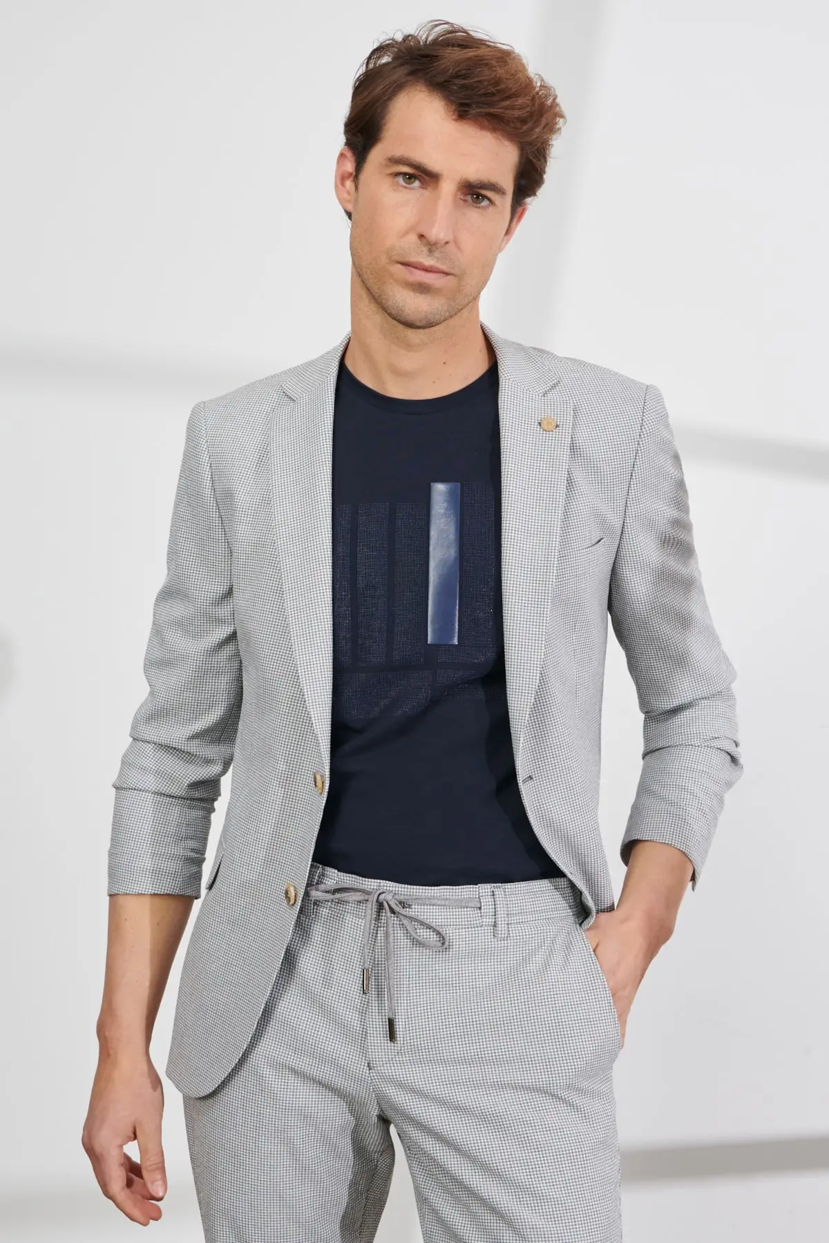 Pánský šedý oblek Altınyıldız Classics Slim Fit
