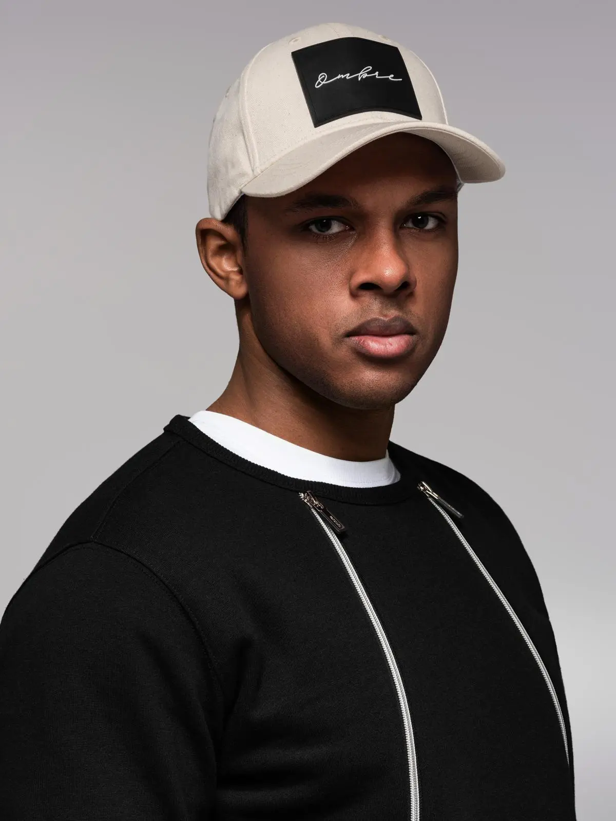 Ombre Men's baseball cap with large patch - cream
