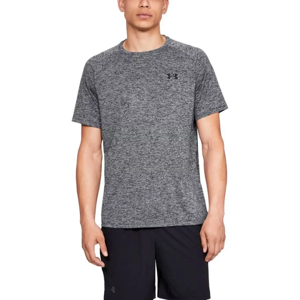 Under Armour pánské triko Tech 2.0 SS Tee carbon heather LTmavěšedá