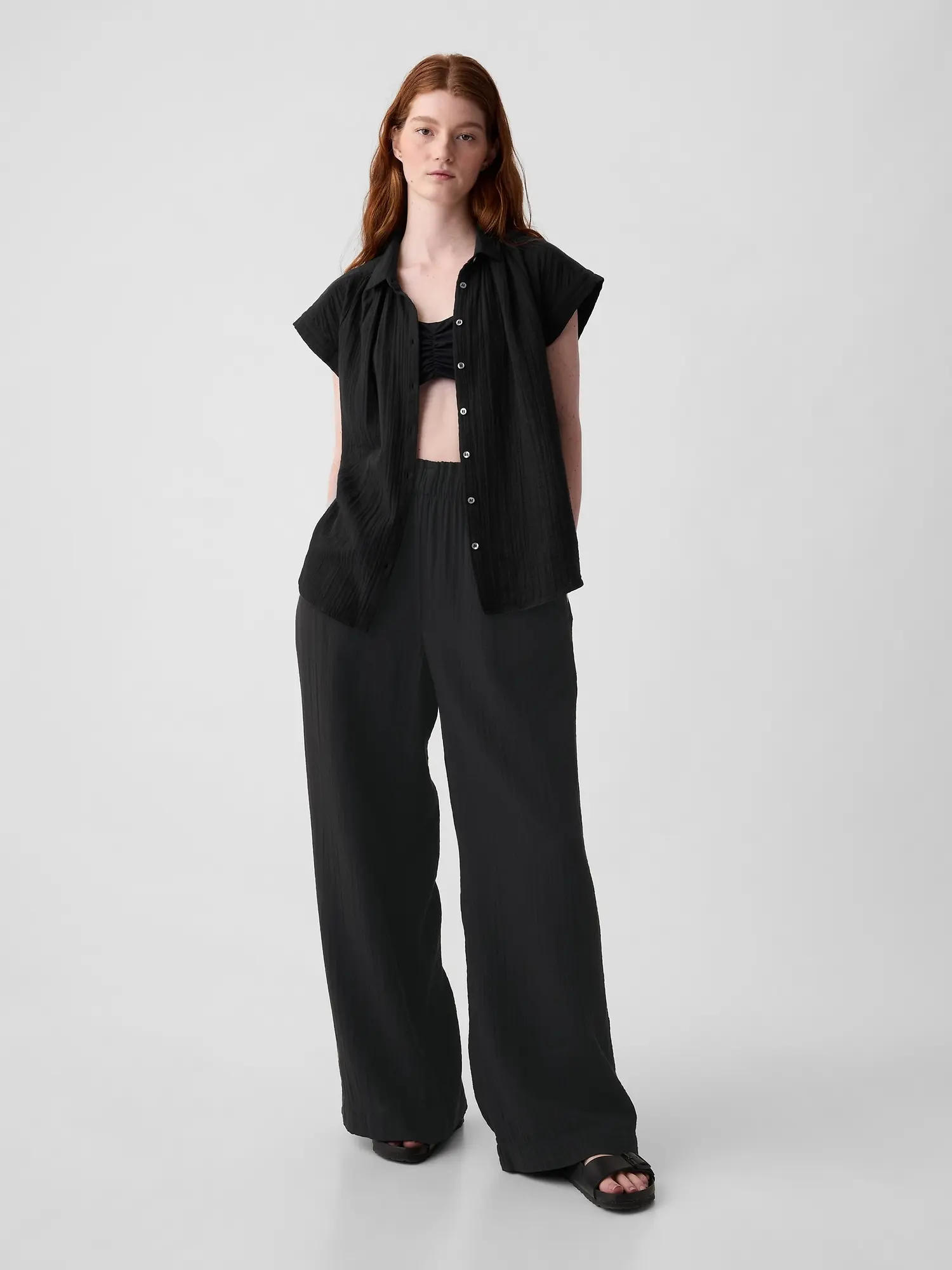 GAP Mušelínové kalhoty wide leg - Dámské