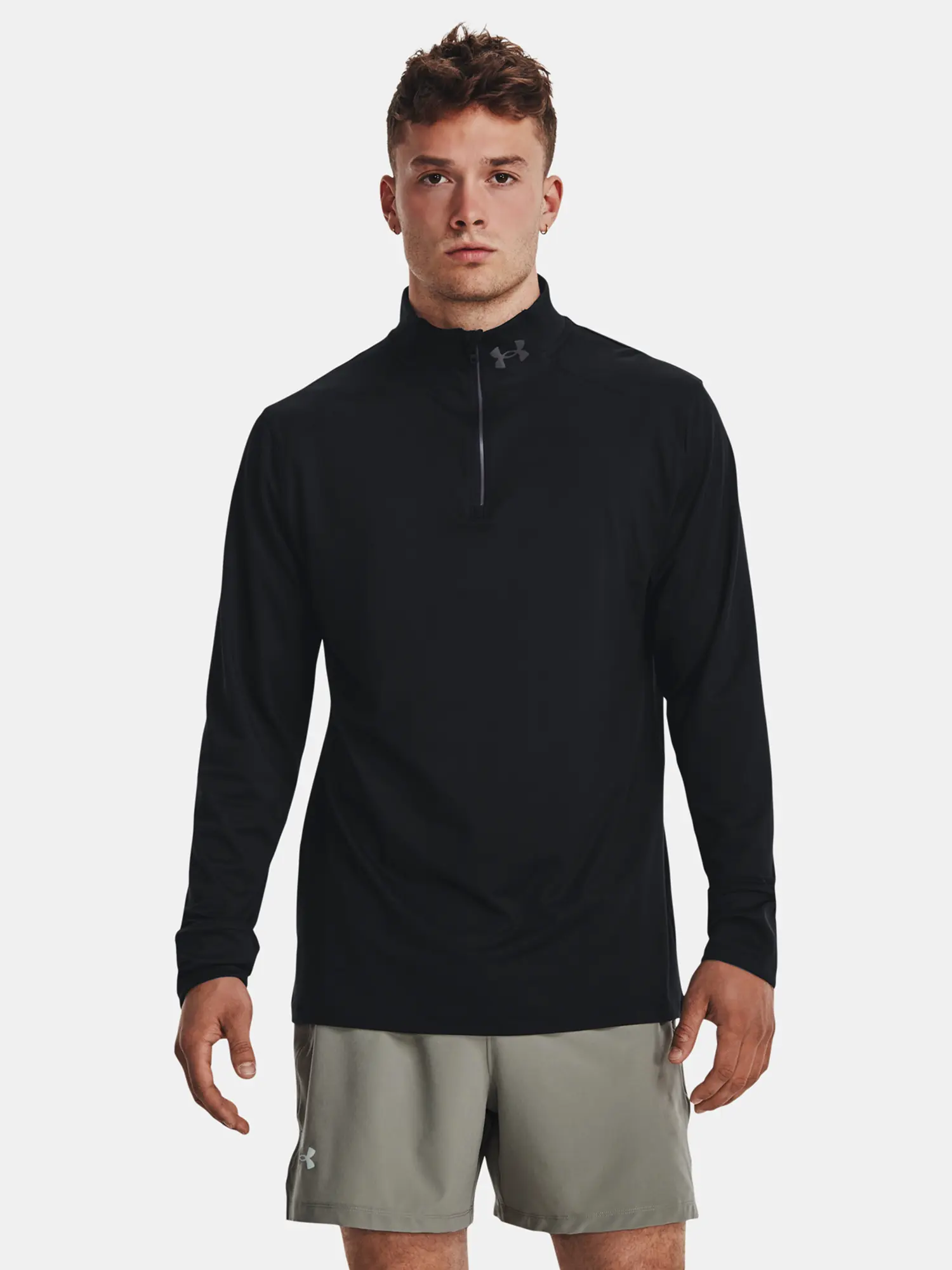 Under Armour Tričko QUALIFIER RUN 1/4 ZIP-BLK - Pánské