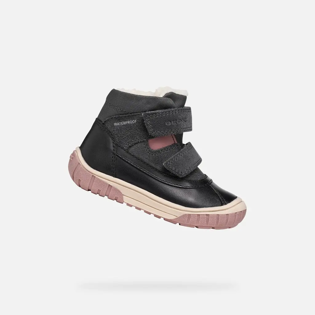 Černé dívčí kotníkové boty Geox Omar WPF