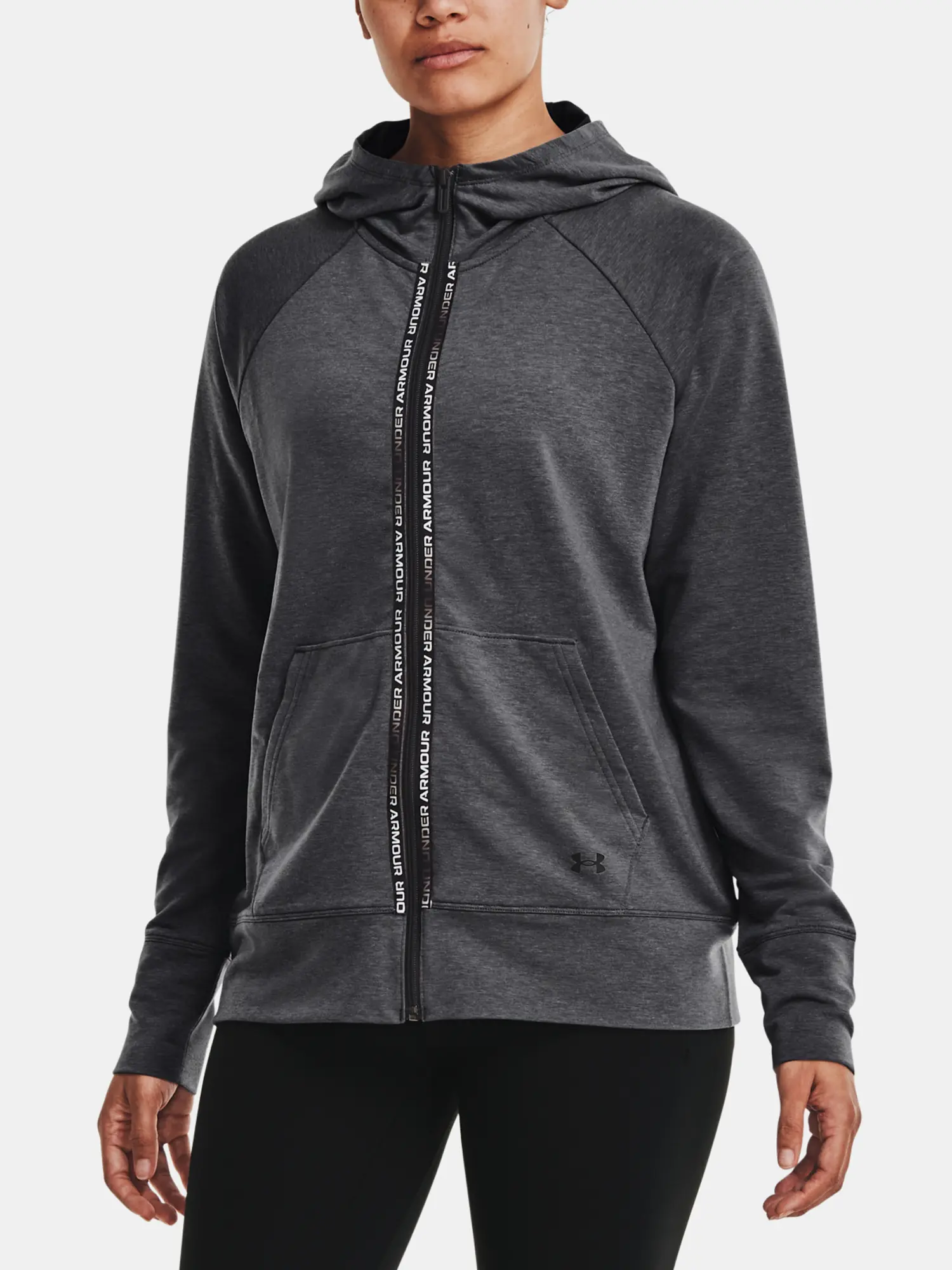 Under Armour Mikina Rival Terry Taped FZ Hoodie-GRY - Dámské