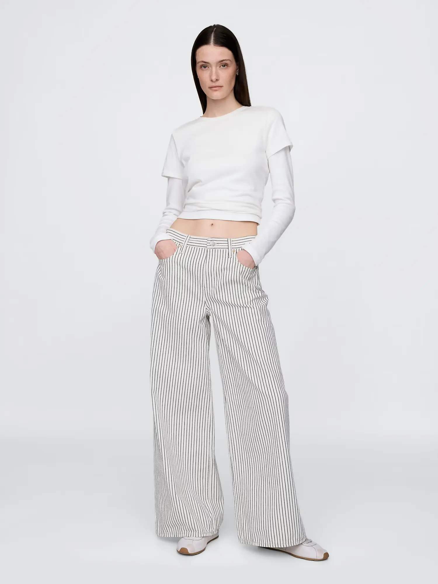 GAP Džíny Stripe Baggy - Dámské