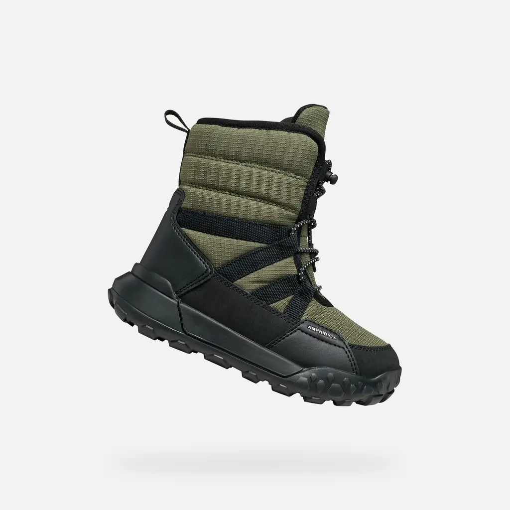 Tmavě zelené chlapecké zimní boty Geox Trekkyup