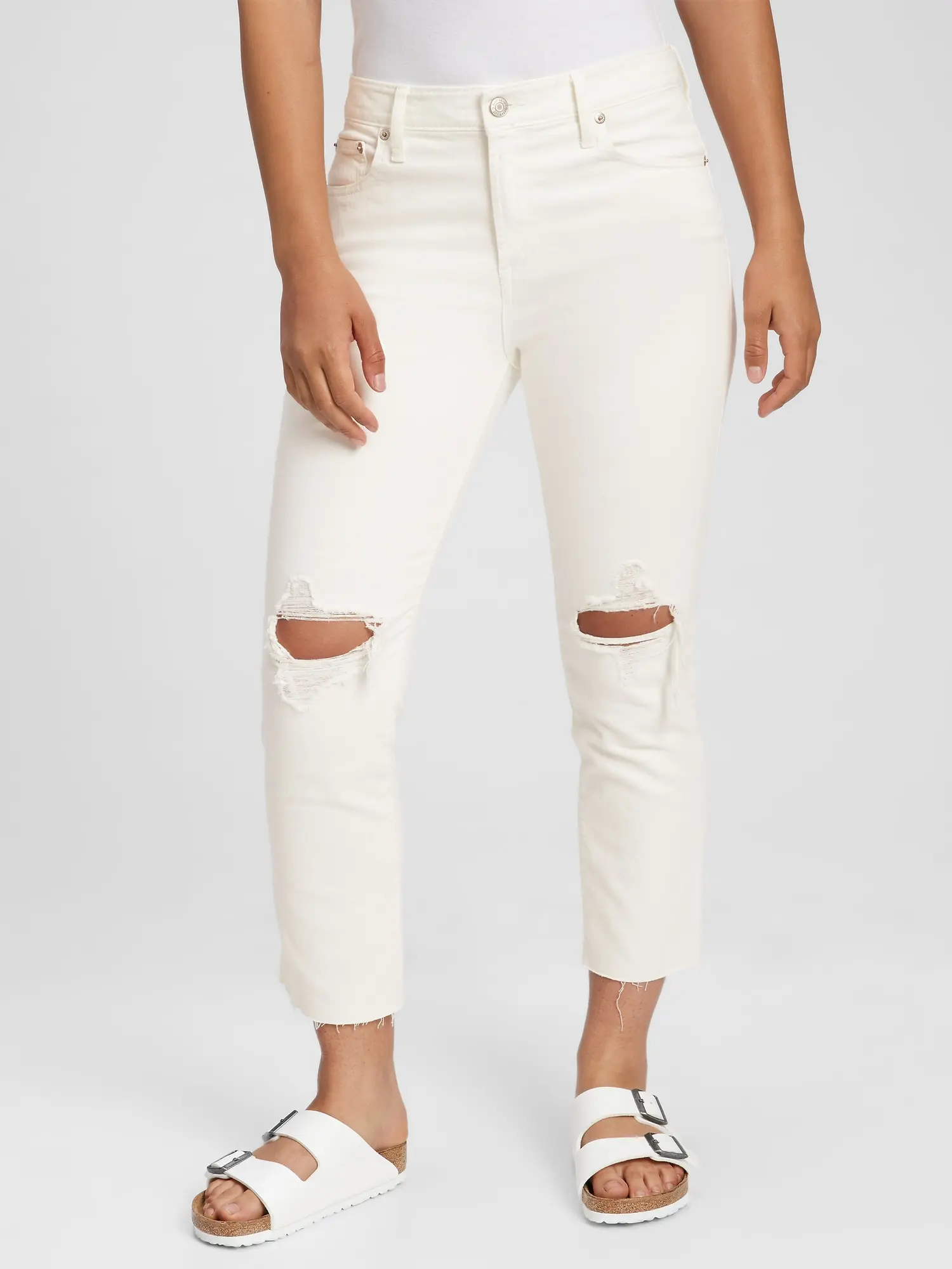 GAP Džíny slim boyfriend white dest - Dámské