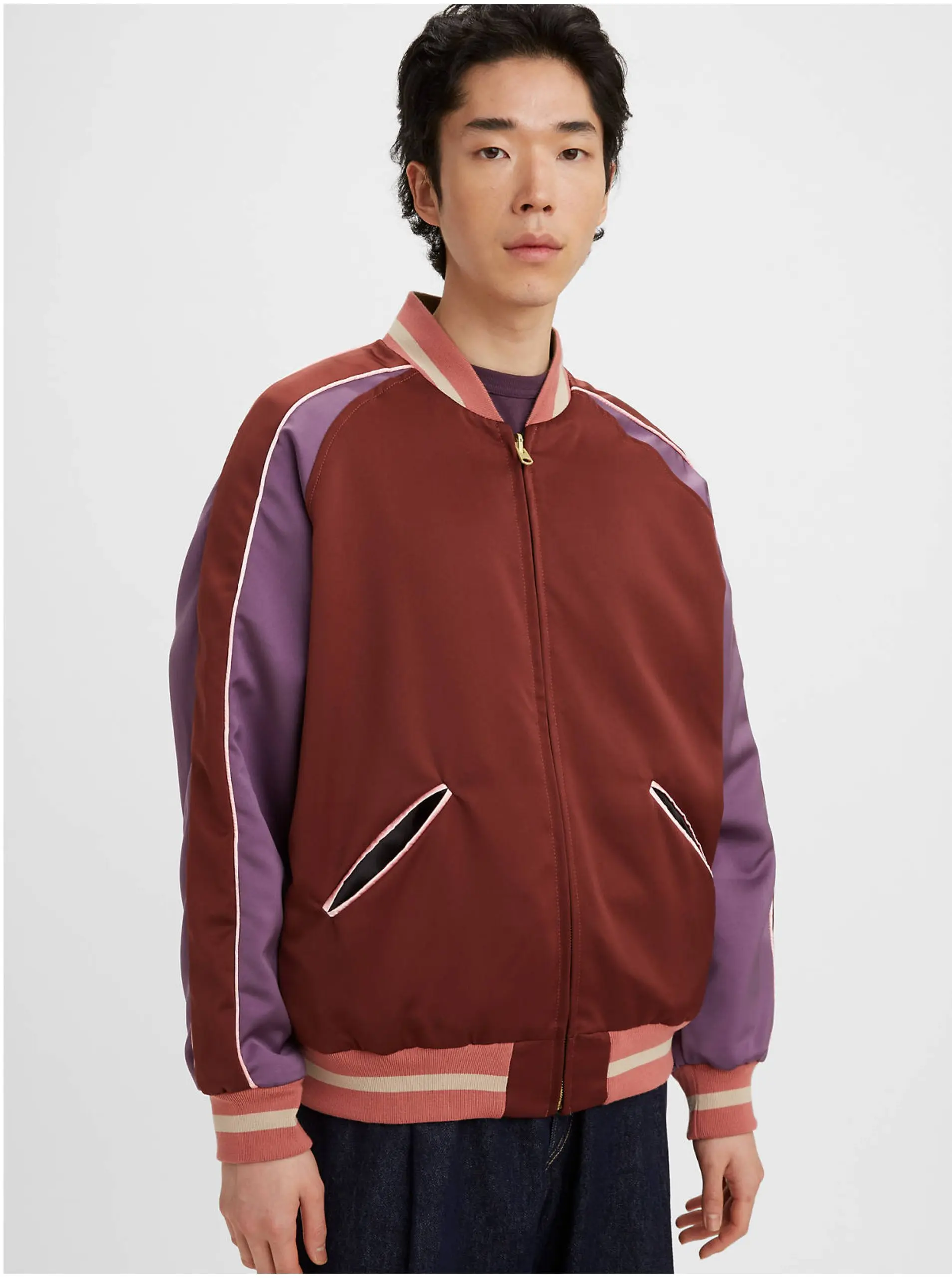 Levi's Vínový pánský oboustranný bomber Levi's® Souvenir - Pánské