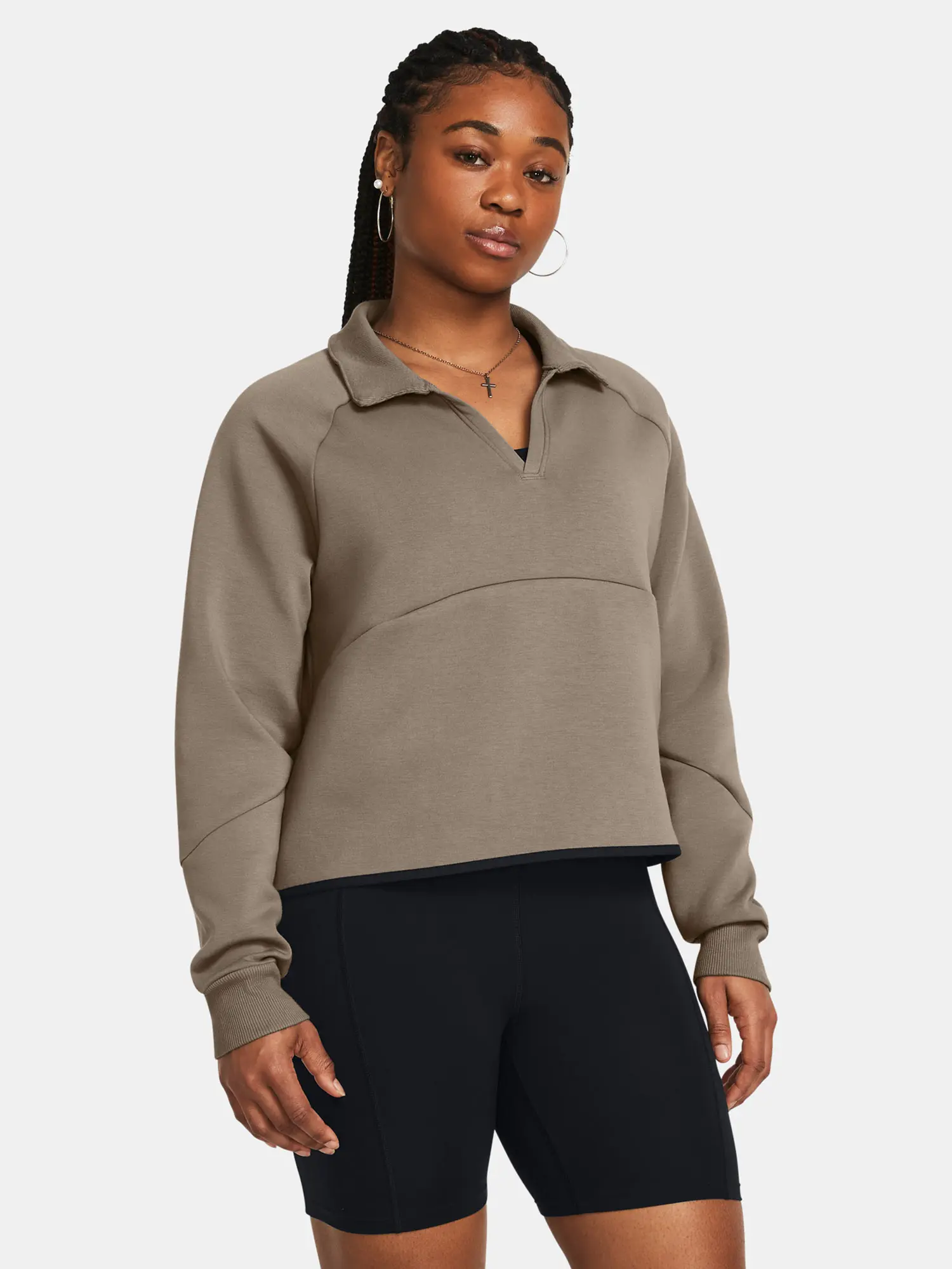 Under Armour Mikina Unstoppable Flc Rugby Crop-BRN - Dámské