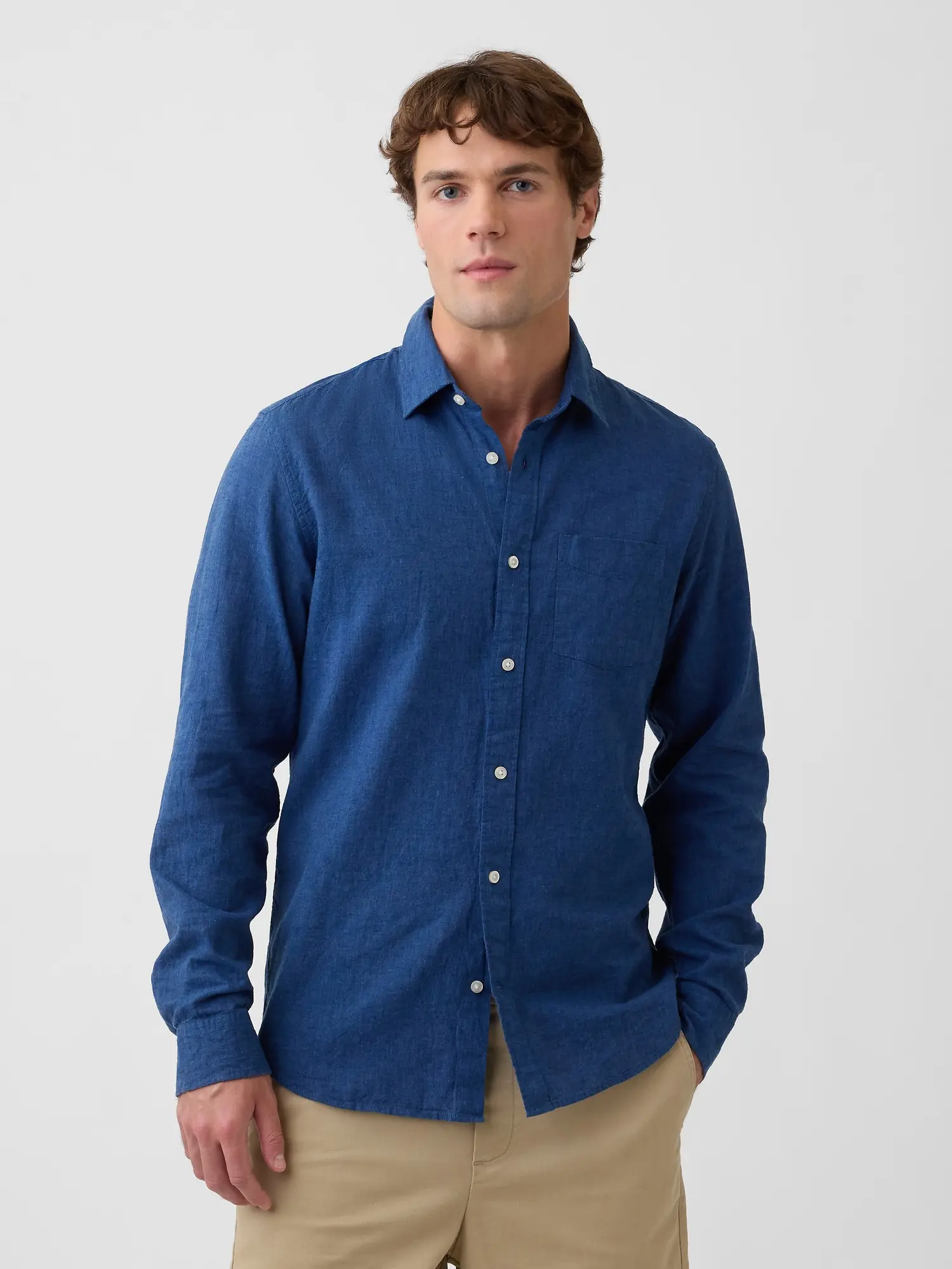 GAP Lněná košile Standard Fit - Pánské