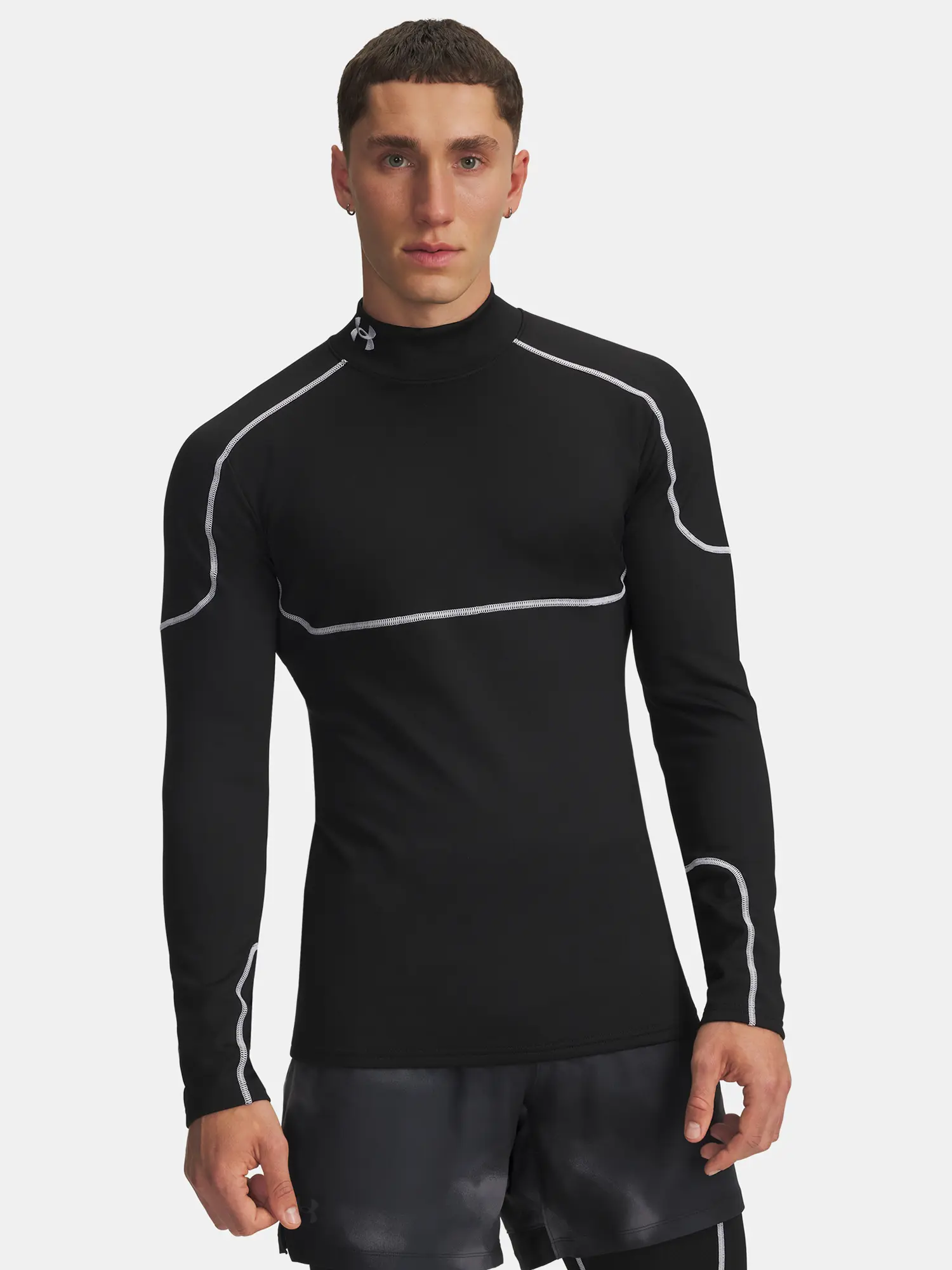 Pánské tričko Under Armour Cold Weather Grid LS Mock-BLK - Pánské