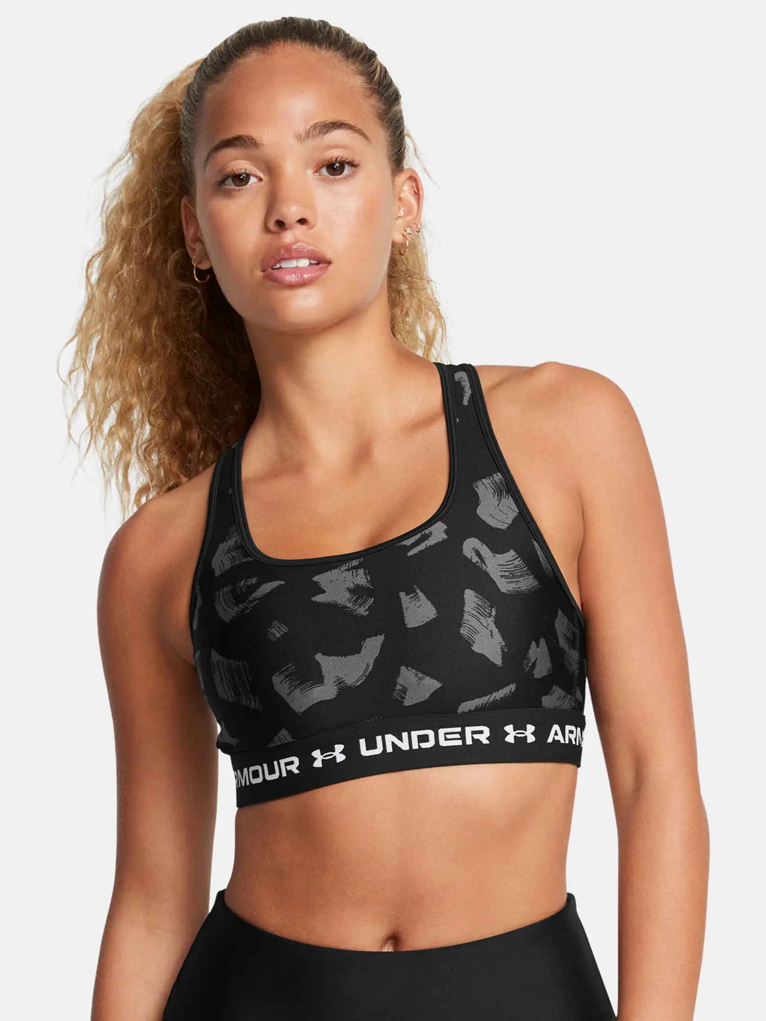 Dámská podprsenka Under Armour Crossback Mid Print-BLK - Dámské