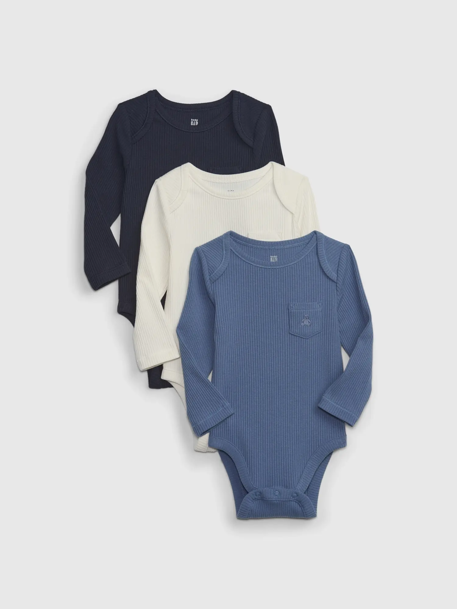 Dětské žebrované body GAP, 3 ks - Kluci
