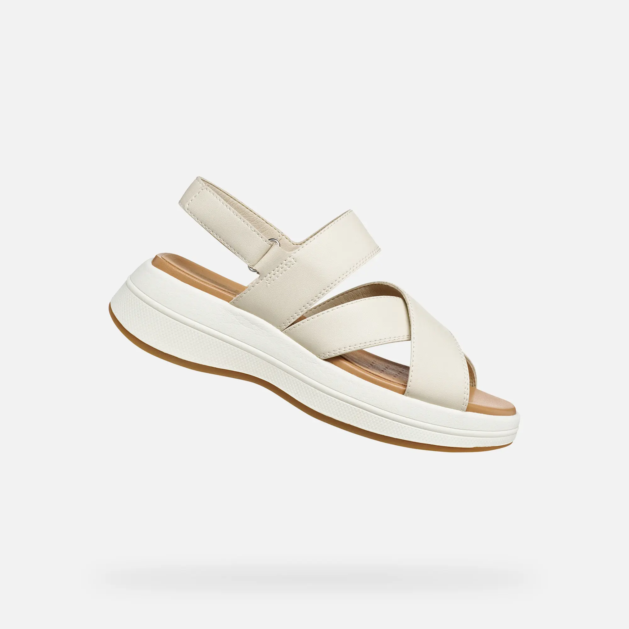Krémové dámské sandály Geox Spherica Ecub-3 S -