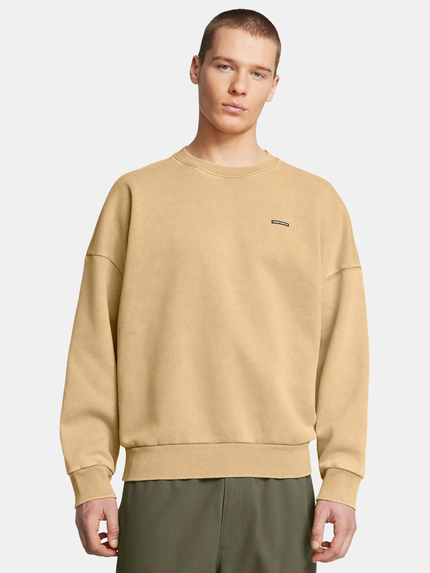Mikiny a mikiny s kapucí - Under Armour M Icon Heavyweight Fleece Wash Oversized Crew Brown Hnědá